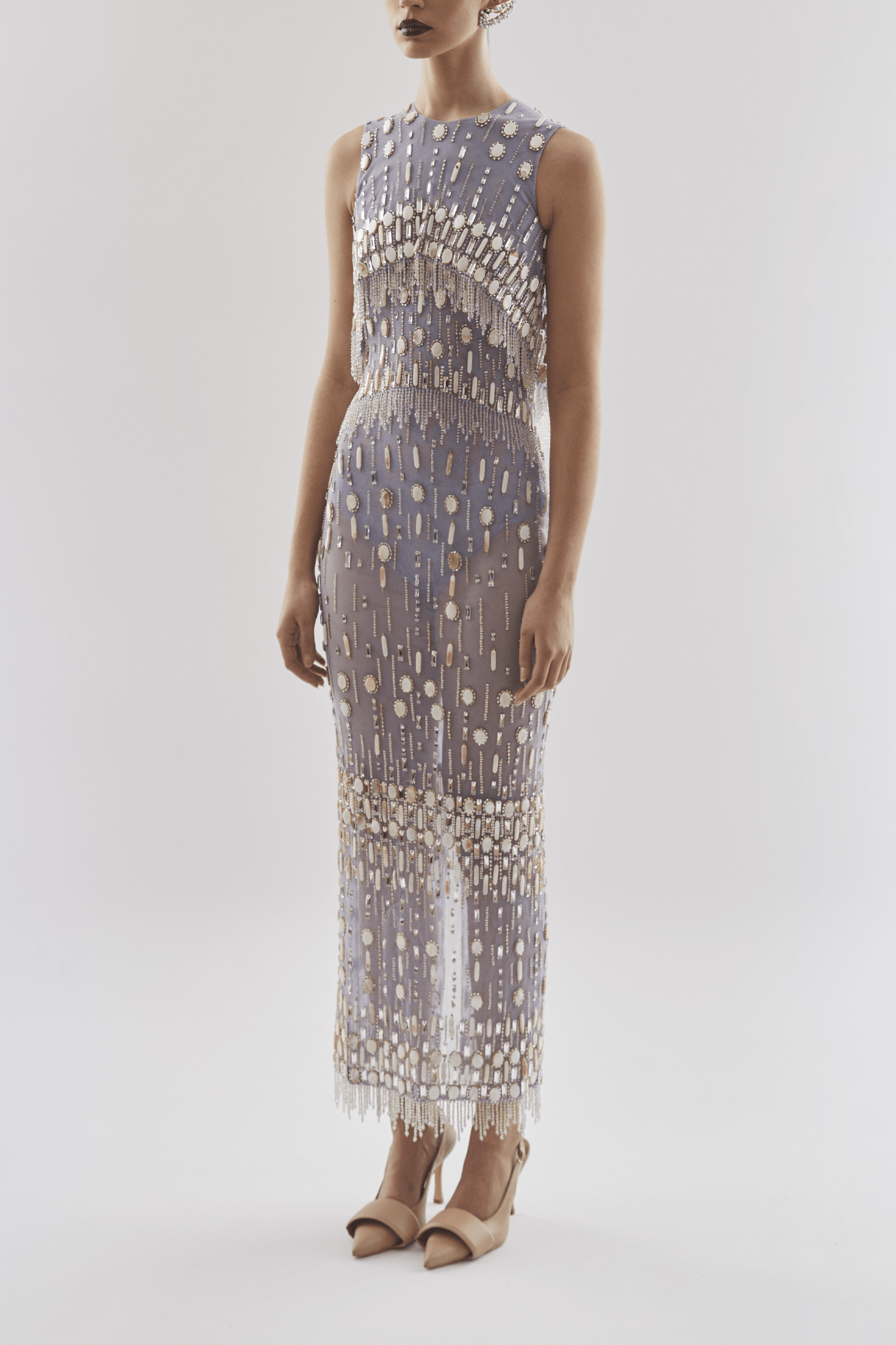 Beaded Midi Dress - ALBOUSHIYA - district 5 - dubai - riyadh - abaya - dresses - designers - evening wear - luxury - elegance - craftsmanship - gowns - cocktail dresses - collections - georges