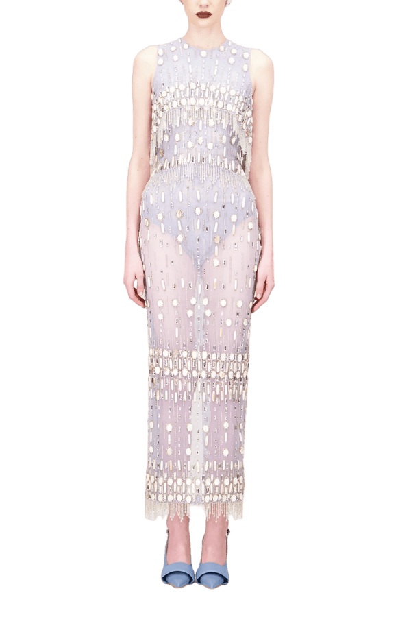 Beaded Midi Dress - ALBOUSHIYA - district 5 - dubai - riyadh - abaya - dresses - designers - evening wear - luxury - elegance - craftsmanship - gowns - cocktail dresses - collections - georges
