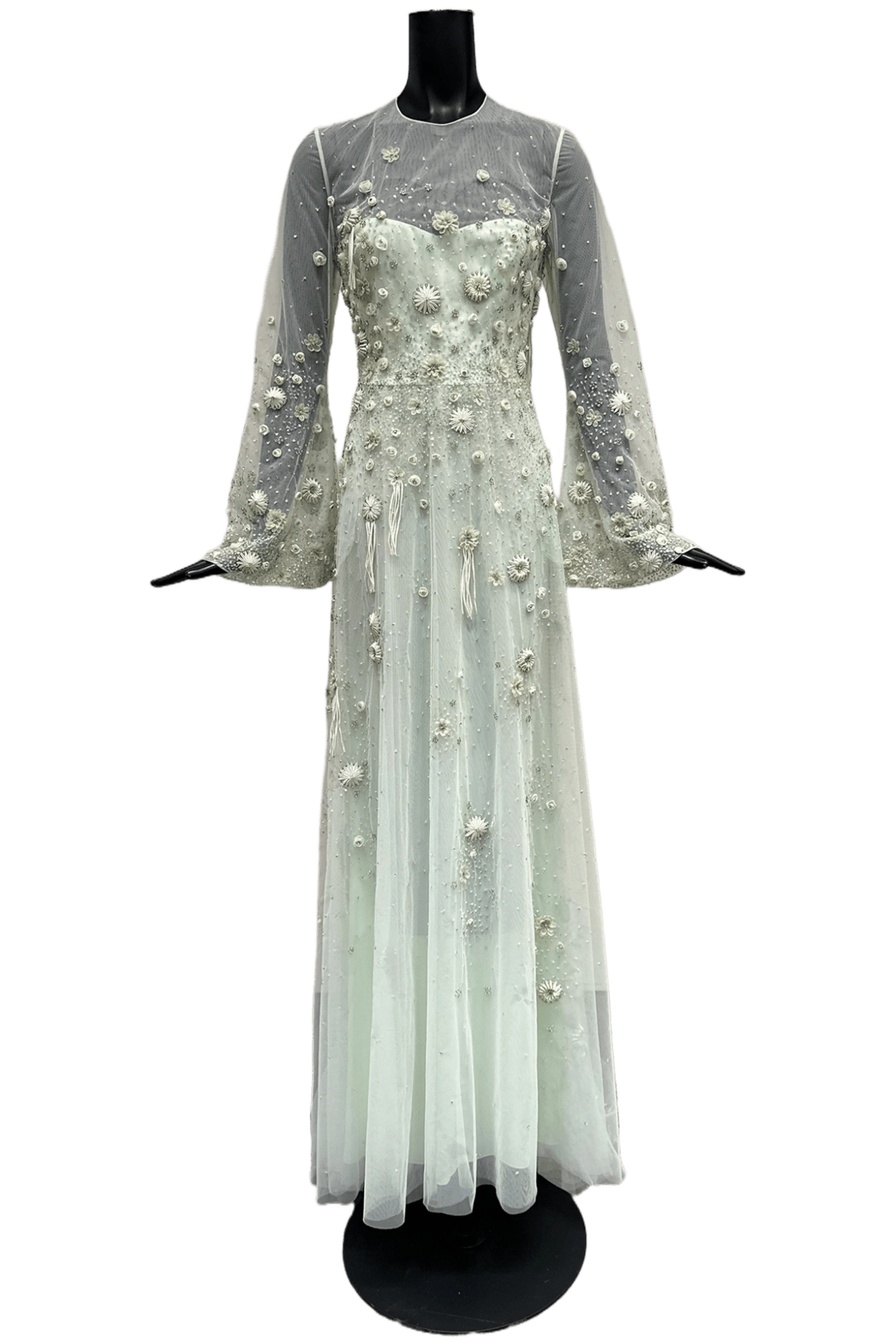 Beaded Tulle Wide Sleeves Dress - ALBOUSHIYA - district 5 - dubai - riyadh - abaya - dresses - designers - evening wear - luxury - elegance - craftsmanship - gowns - cocktail dresses - collections - georges