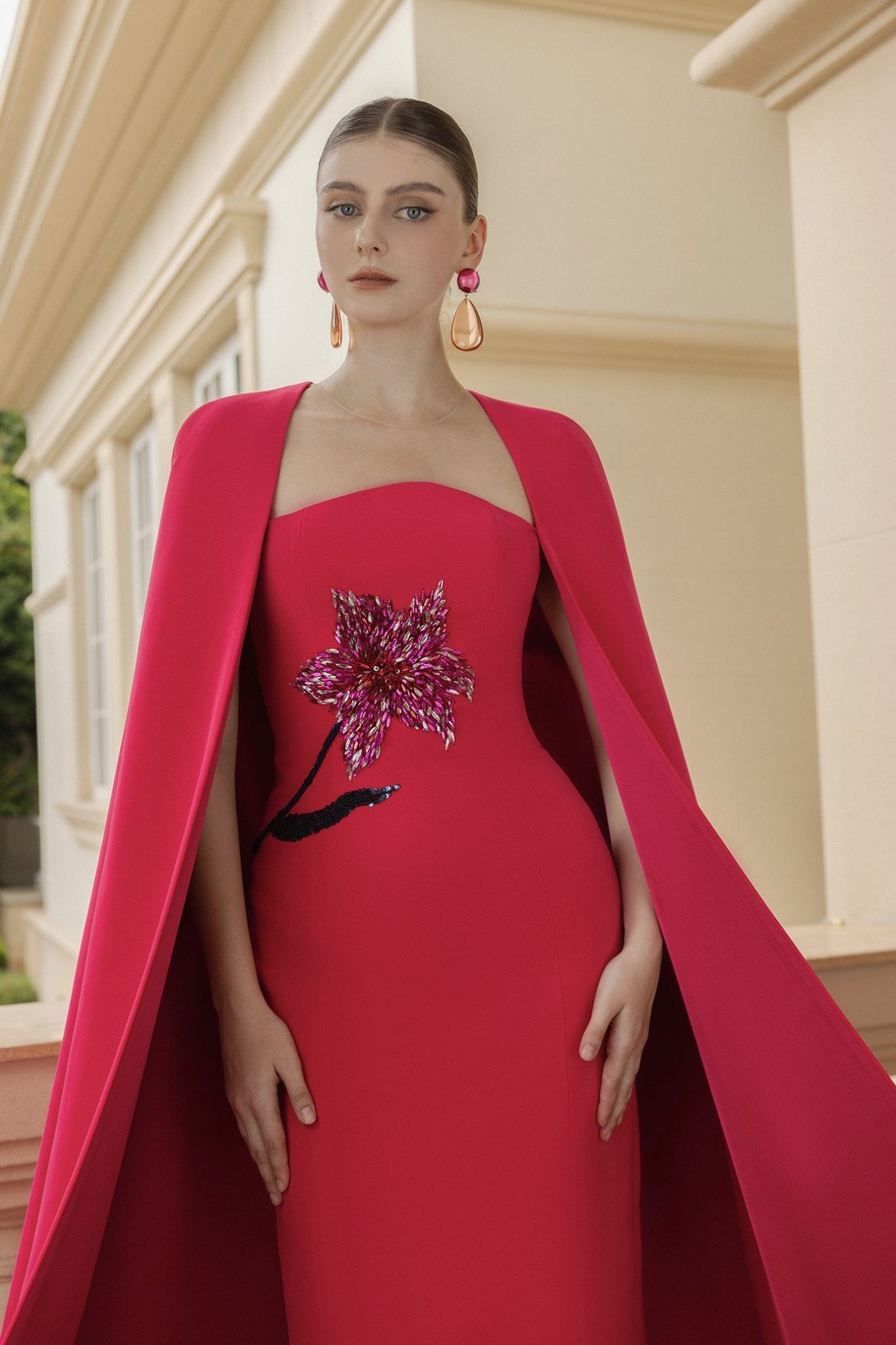 Beatrice Crepe Dress - ALBOUSHIYA - district 5 - dubai - riyadh - abaya - dresses - designers - evening wear - luxury - elegance - craftsmanship - gowns - cocktail dresses - collections - georges