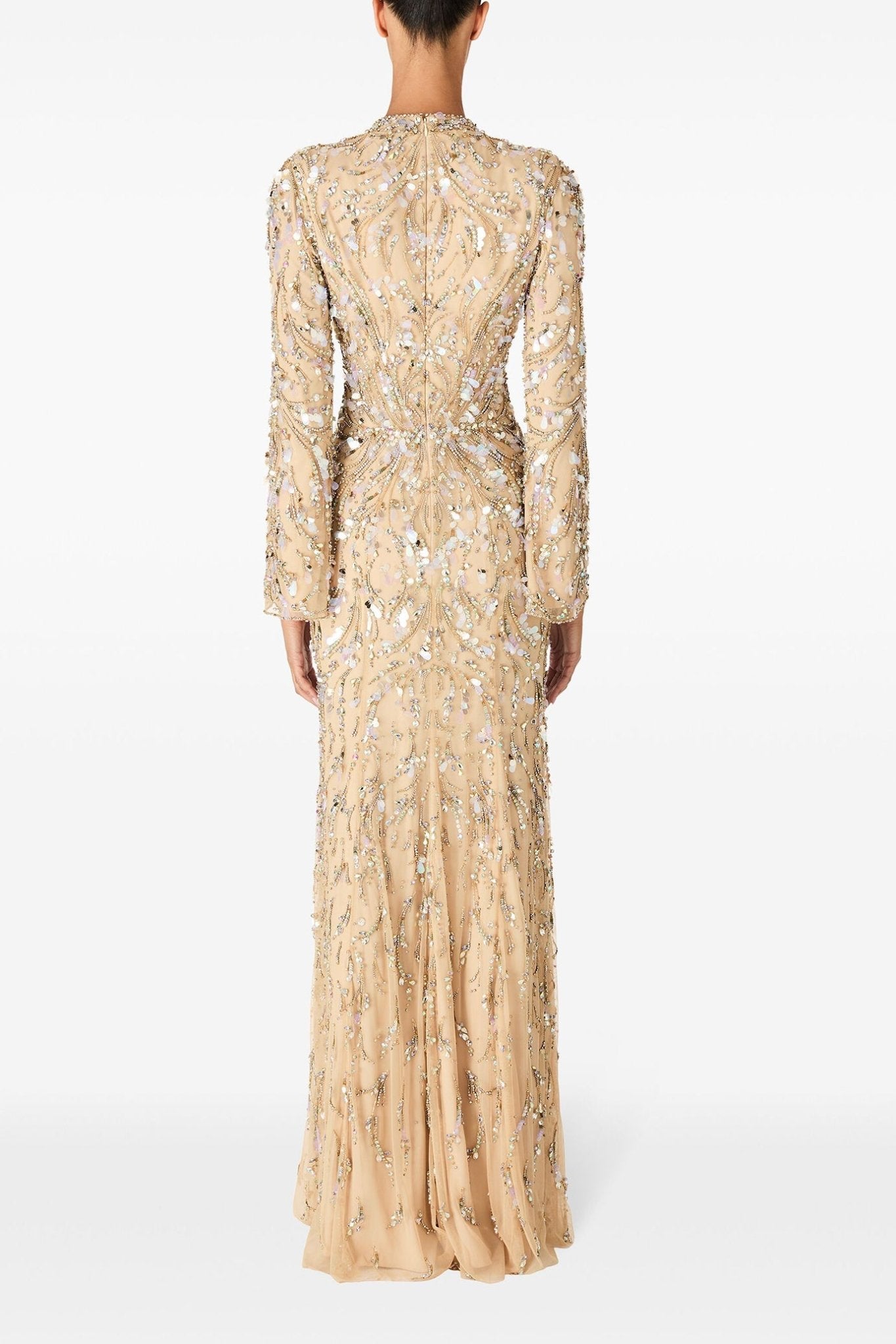 Beige Kaia Gown - ALBOUSHIYA - district 5 - dubai - riyadh - abaya - dresses - designers - evening wear - luxury - elegance - craftsmanship - gowns - cocktail dresses - collections - georges