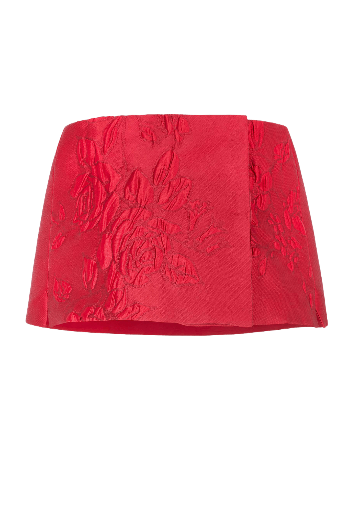 Bibiana Wrap In Red Graphic Rose Jacquard - ALBOUSHIYA - district 5 - dubai - riyadh - abaya - dresses - designers - evening wear - luxury - elegance - craftsmanship - gowns - cocktail dresses - collections - georges
