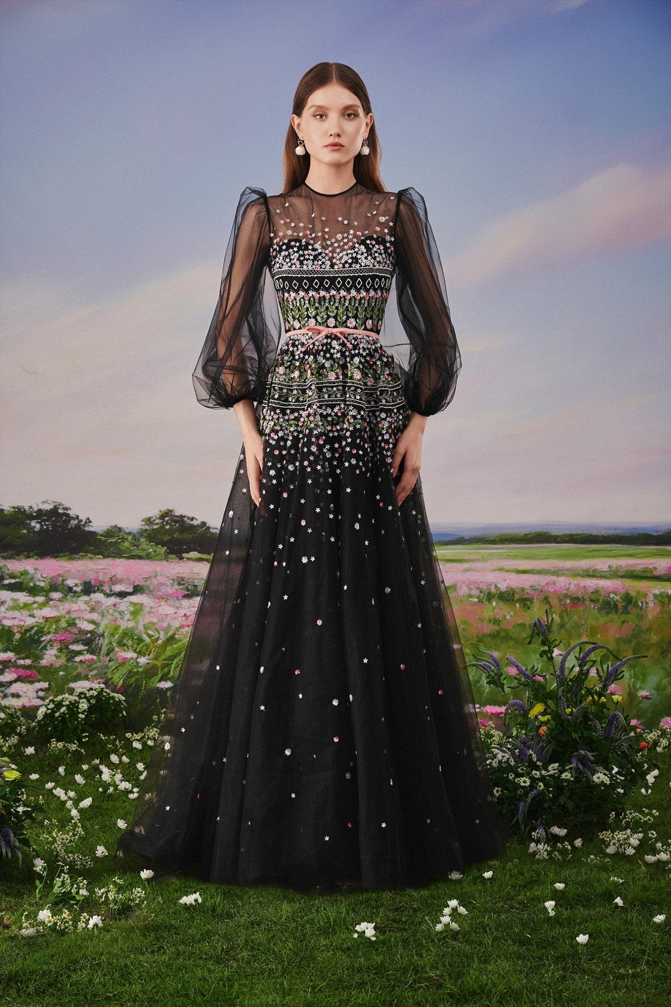 Black Blossom Enchantment Gown - ALBOUSHIYA - district 5 - dubai - riyadh - abaya - dresses - designers - evening wear - luxury - elegance - craftsmanship - gowns - cocktail dresses - collections - georges