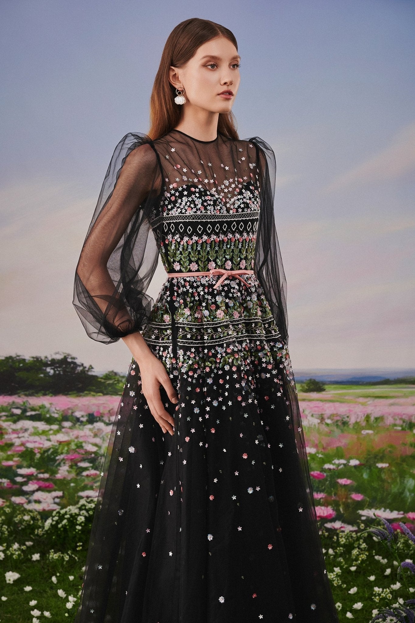 Black Blossom Enchantment Gown - ALBOUSHIYA - district 5 - dubai - riyadh - abaya - dresses - designers - evening wear - luxury - elegance - craftsmanship - gowns - cocktail dresses - collections - georges