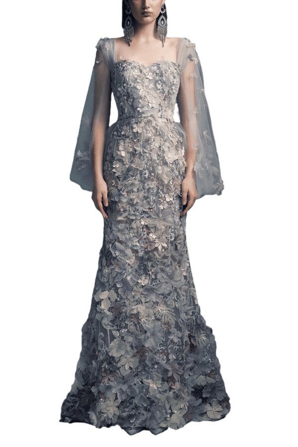 Blossom Symphony Gown - ALBOUSHIYA - district 5 - dubai - riyadh - abaya - dresses - designers - evening wear - luxury - elegance - craftsmanship - gowns - cocktail dresses - collections - georges