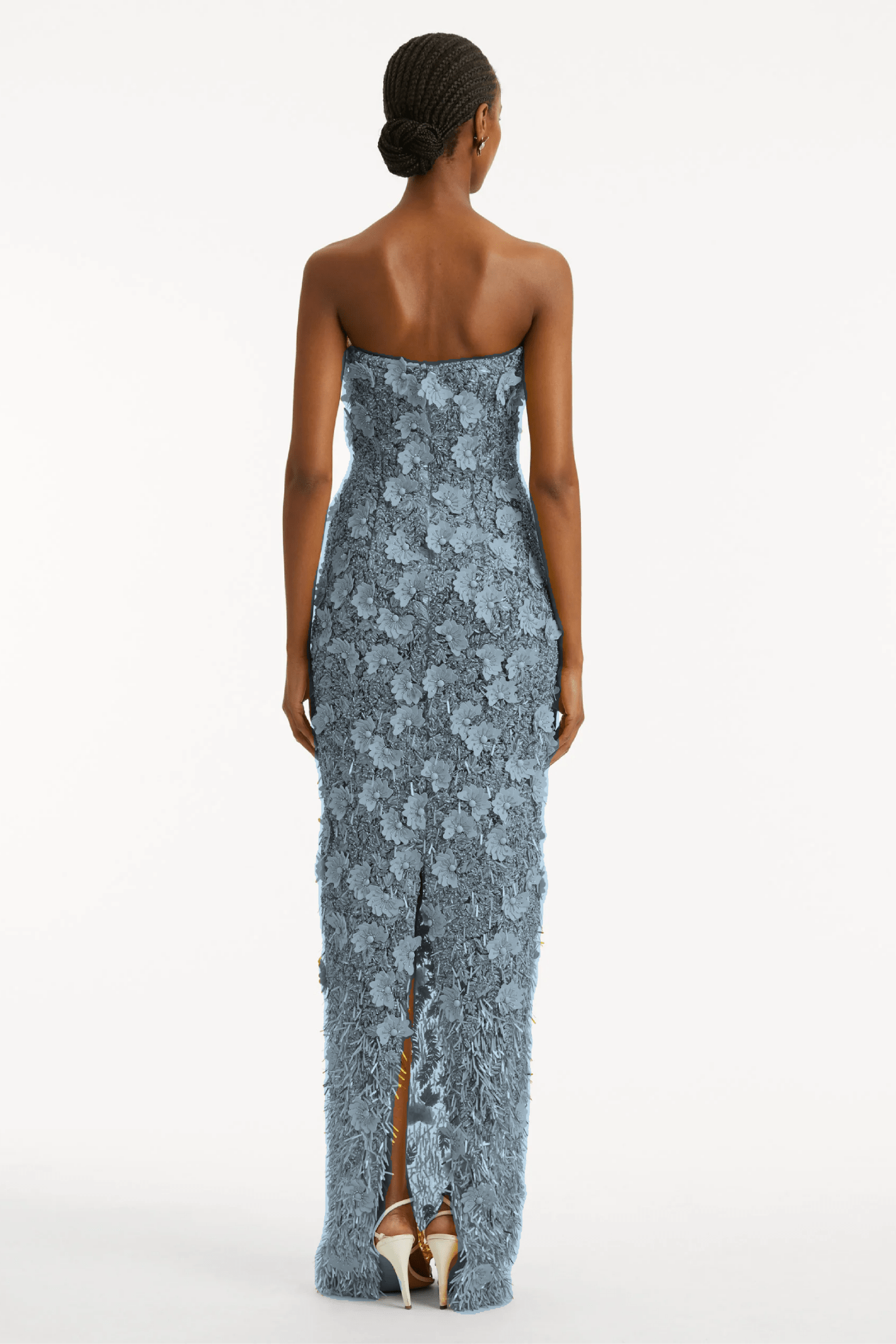 Blue Quartz Sequin and Raffia Gown - ALBOUSHIYA - district 5 - dubai - riyadh - abaya - dresses - designers - evening wear - luxury - elegance - craftsmanship - gowns - cocktail dresses - collections - georges