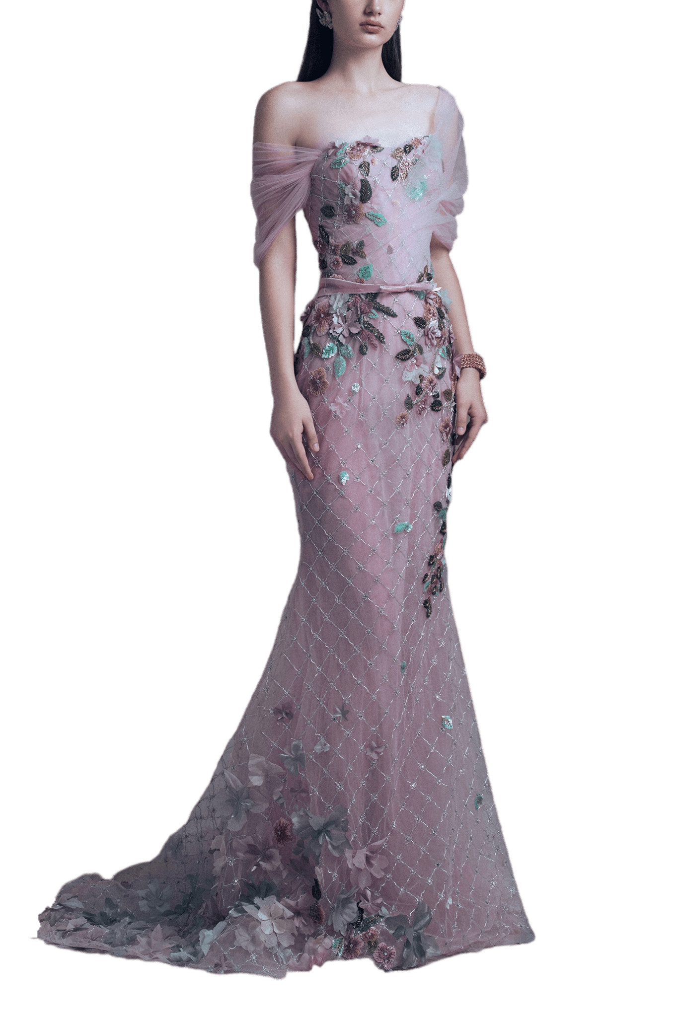Blush Meadow Enchantment Gown - ALBOUSHIYA - district 5 - dubai - riyadh - abaya - dresses - designers - evening wear - luxury - elegance - craftsmanship - gowns - cocktail dresses - collections - georges