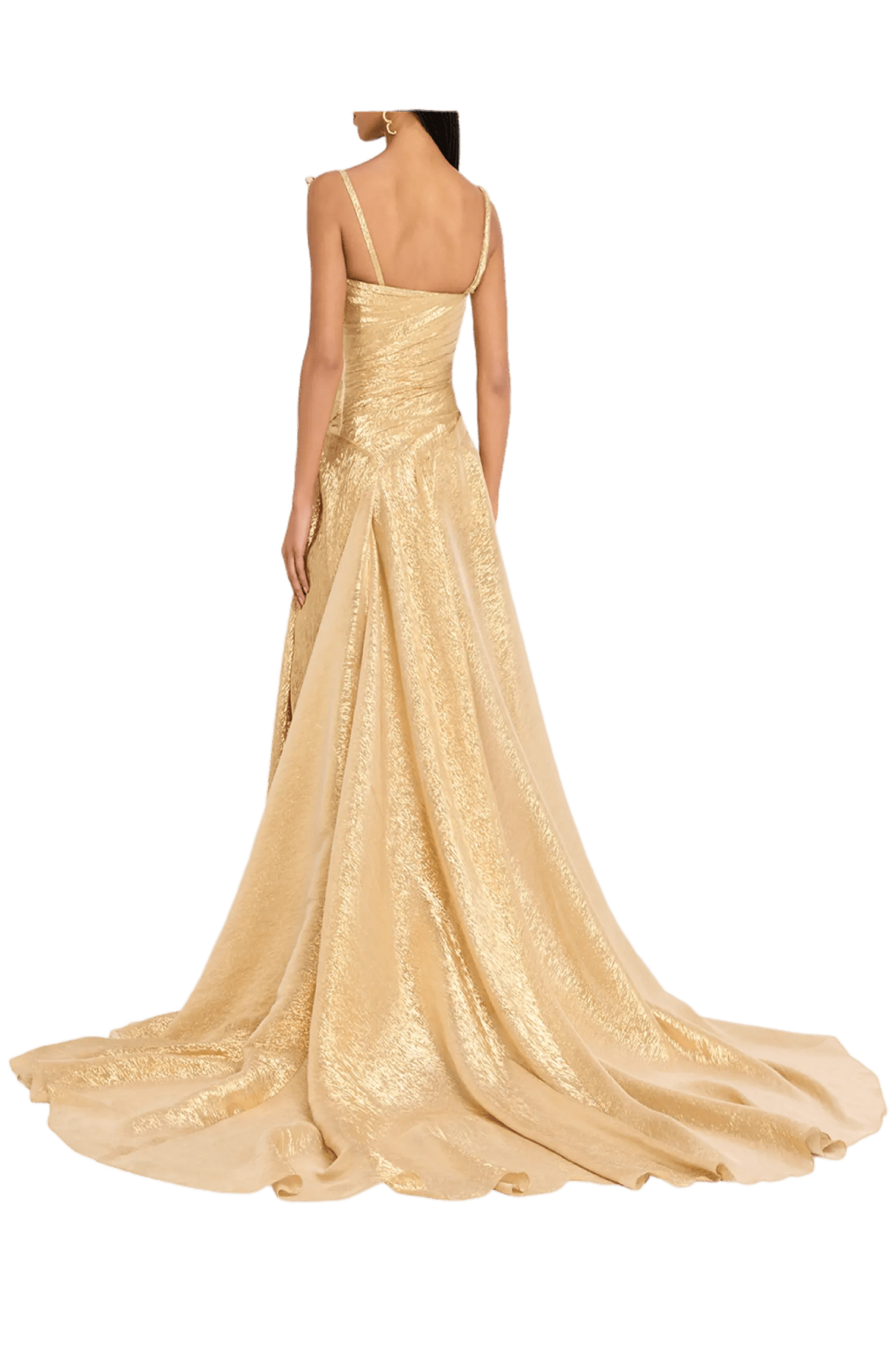 Butterfly Cowl - Neck Lame Gown With Slit - ALBOUSHIYA - district 5 - dubai - riyadh - abaya - dresses - designers - evening wear - luxury - elegance - craftsmanship - gowns - cocktail dresses - collections - georges