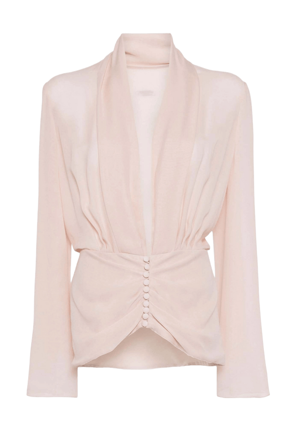 Buttoned Silk Blouse - ALBOUSHIYA - district 5 - dubai - riyadh - abaya - dresses - designers - evening wear - luxury - elegance - craftsmanship - gowns - cocktail dresses - collections - georges