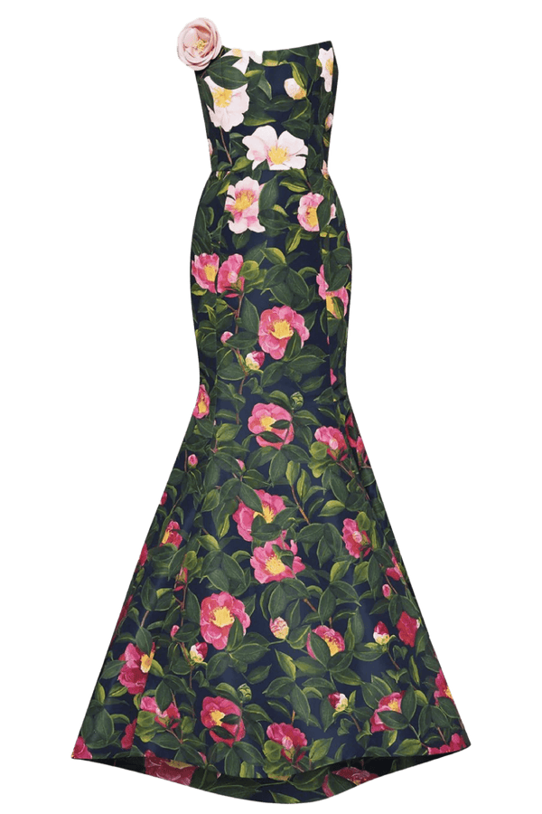 Camellia Faille Applique Embroidered Gown - ALBOUSHIYA - district 5 - dubai - riyadh - abaya - dresses - designers - evening wear - luxury - elegance - craftsmanship - gowns - cocktail dresses - collections - georges