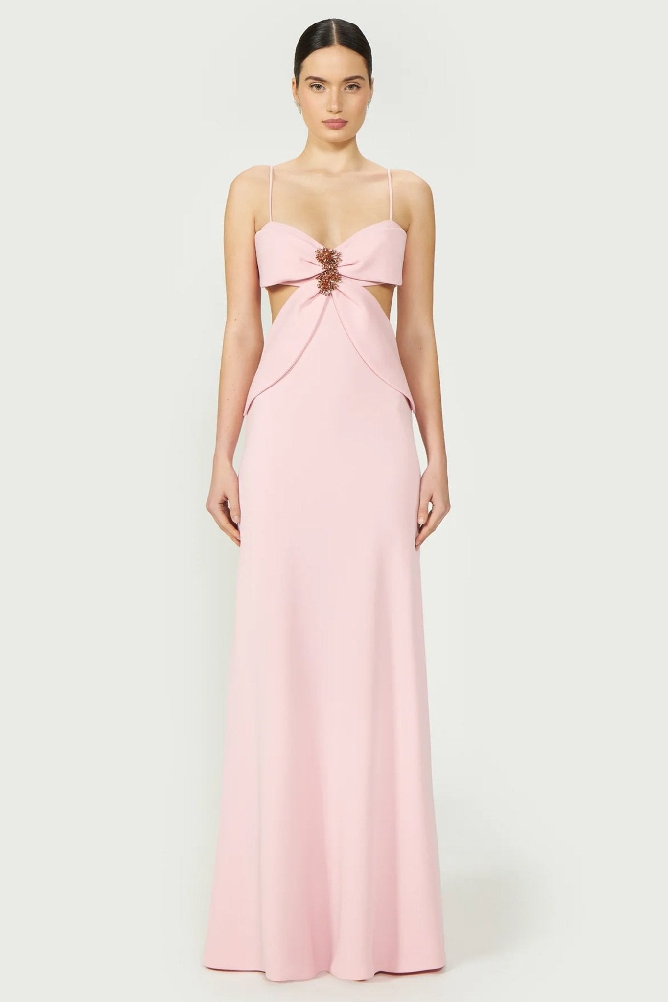 Carice Cutout Crepe Gown - ALBOUSHIYA - district 5 - dubai - riyadh - abaya - dresses - designers - evening wear - luxury - elegance - craftsmanship - gowns - cocktail dresses - collections - georges
