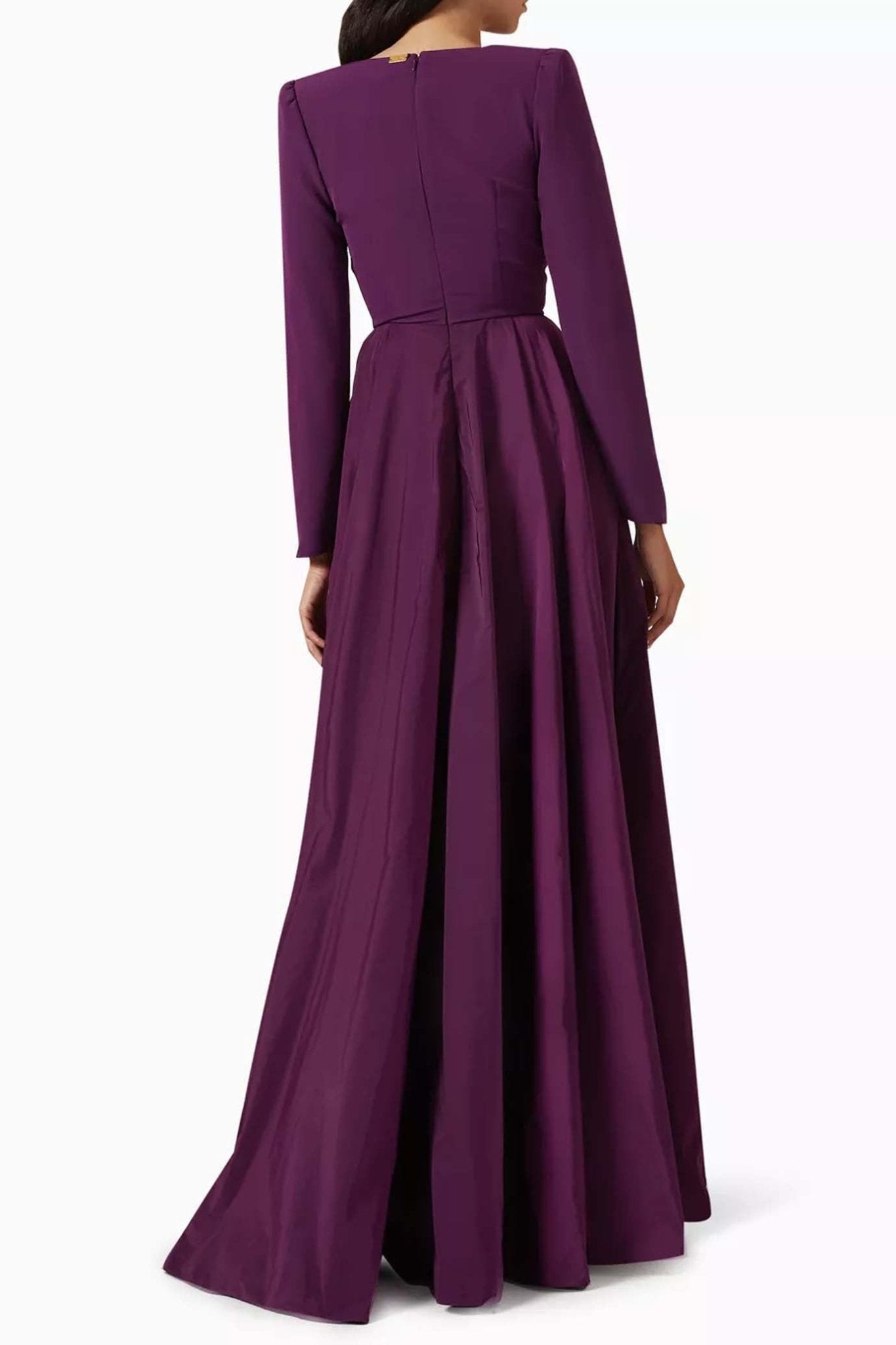 Carly Taffeta and Crepe Long Dress - ALBOUSHIYA - district 5 - dubai - riyadh - abaya - dresses - designers - evening wear - luxury - elegance - craftsmanship - gowns - cocktail dresses - collections - georges