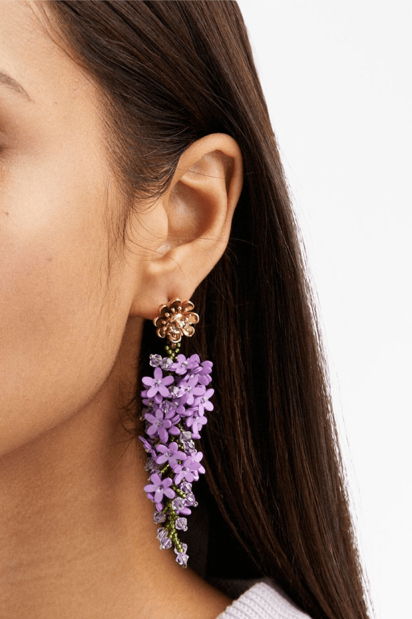 Cascading Flower Earrings - ALBOUSHIYA - district 5 - dubai - riyadh - abaya - dresses - designers - evening wear - luxury - elegance - craftsmanship - gowns - cocktail dresses - collections - georges