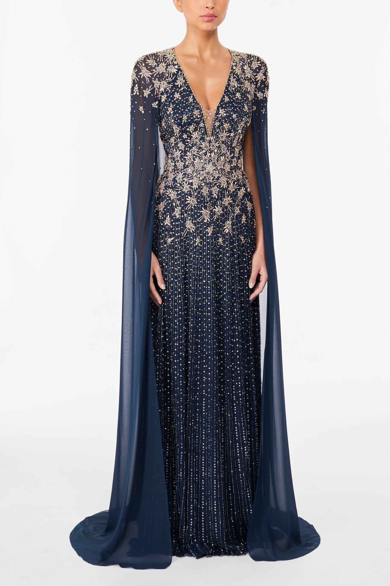Celeste Blackthorne Blue Gown - ALBOUSHIYA - district 5 - dubai - riyadh - abaya - dresses - designers - evening wear - luxury - elegance - craftsmanship - gowns - cocktail dresses - collections - georges