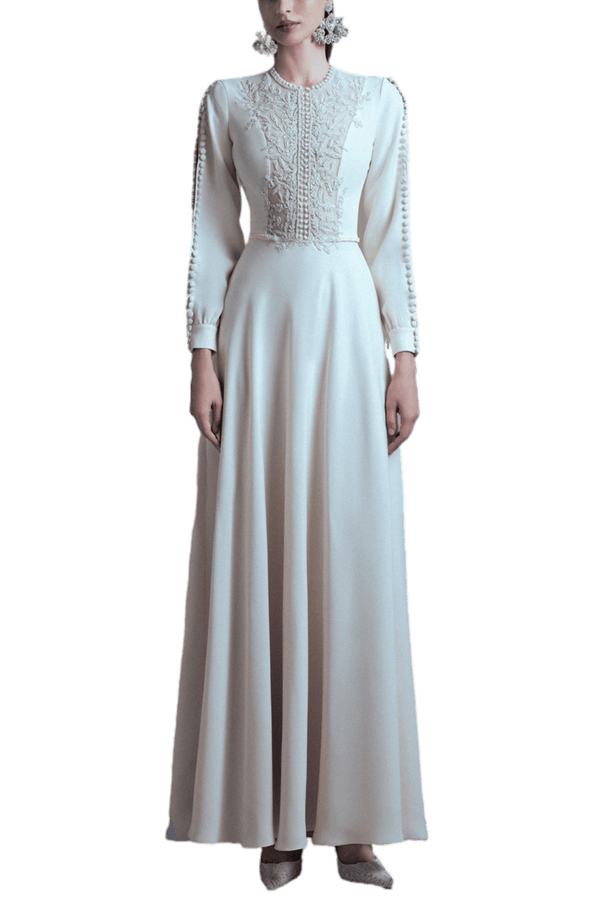 Celeste Élan Gown - ALBOUSHIYA - district 5 - dubai - riyadh - abaya - dresses - designers - evening wear - luxury - elegance - craftsmanship - gowns - cocktail dresses - collections - georges