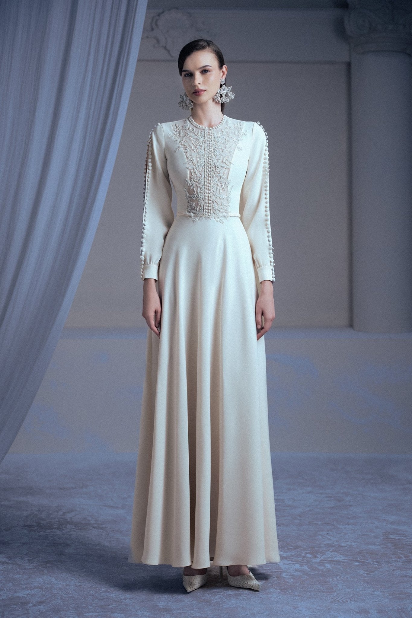 Celeste Élan Gown - ALBOUSHIYA - district 5 - dubai - riyadh - abaya - dresses - designers - evening wear - luxury - elegance - craftsmanship - gowns - cocktail dresses - collections - georges