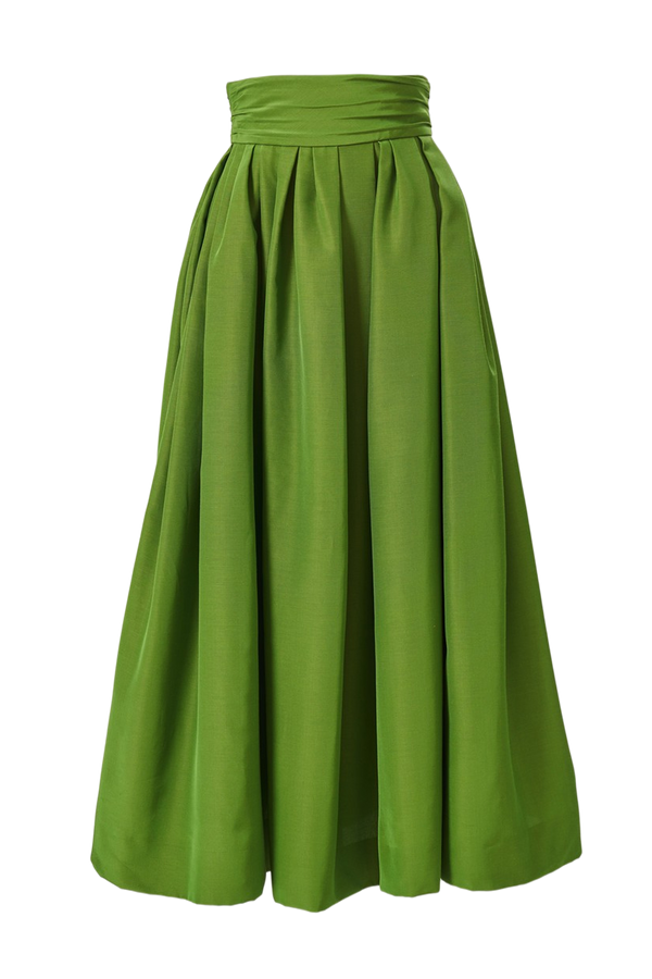 Cummberbund-Waist Midi Skirt