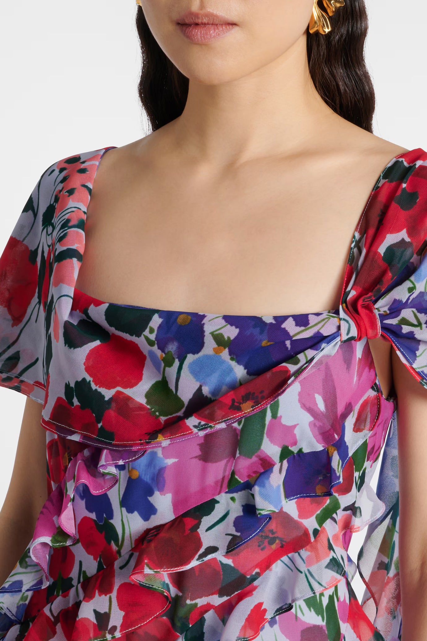 Jardin Print One Shoulder Gown