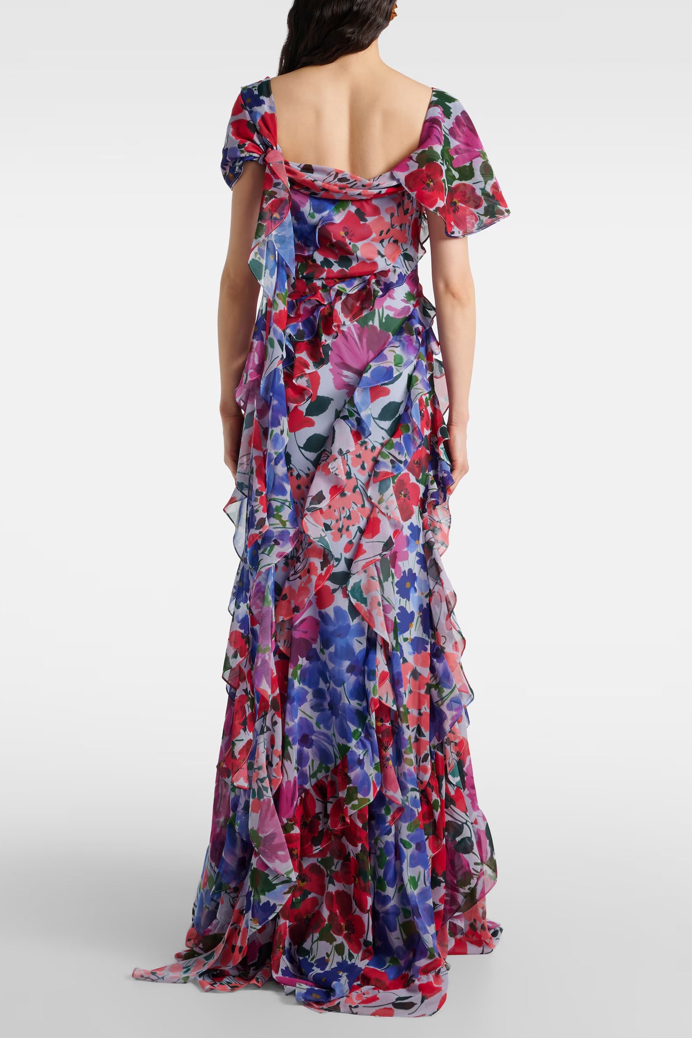 Jardin Print One Shoulder Gown