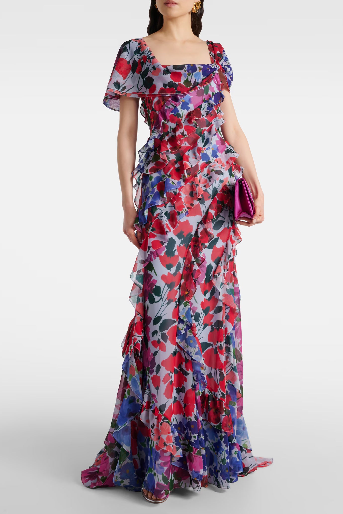 Jardin Print One Shoulder Gown