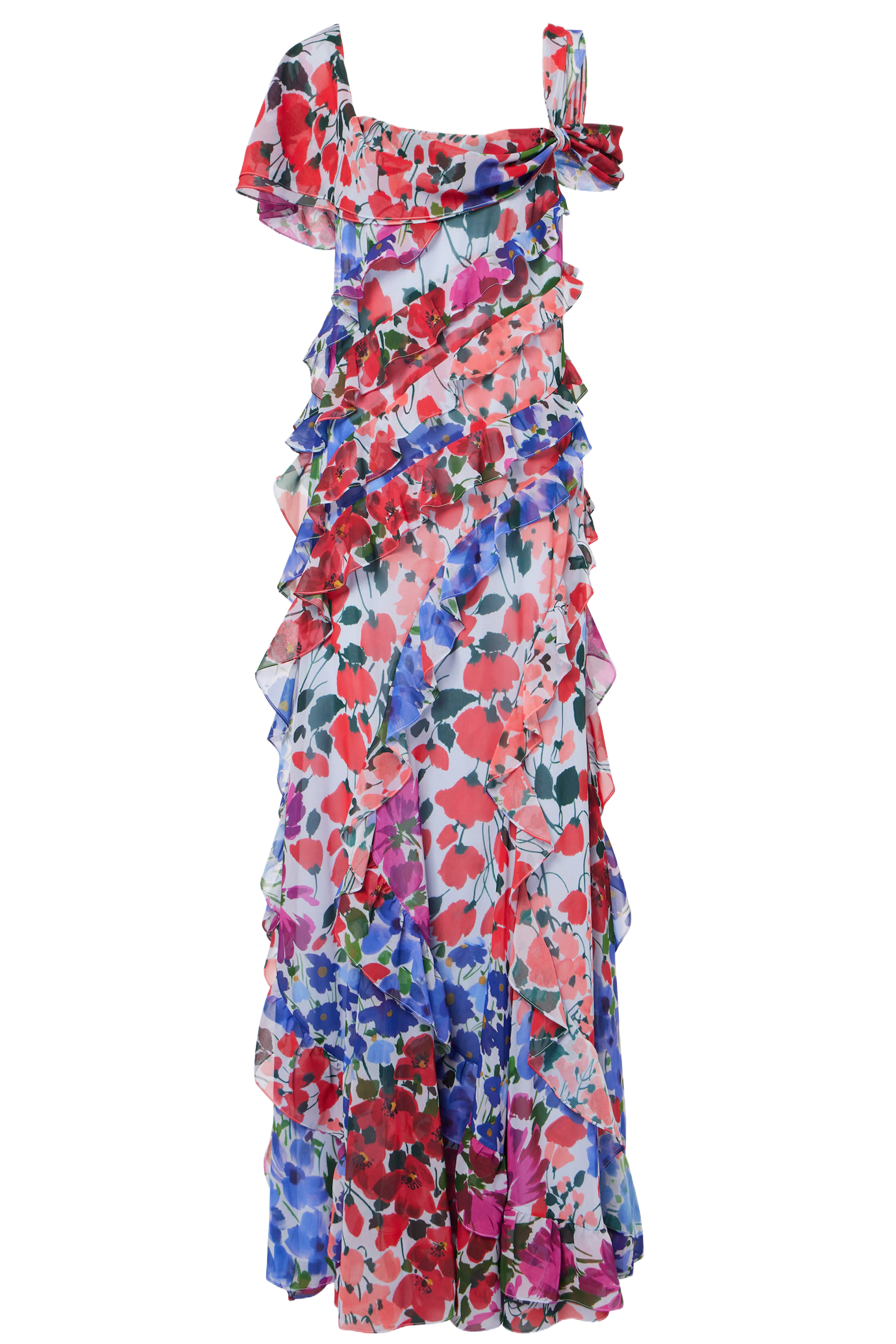 Jardin Print One Shoulder Gown
