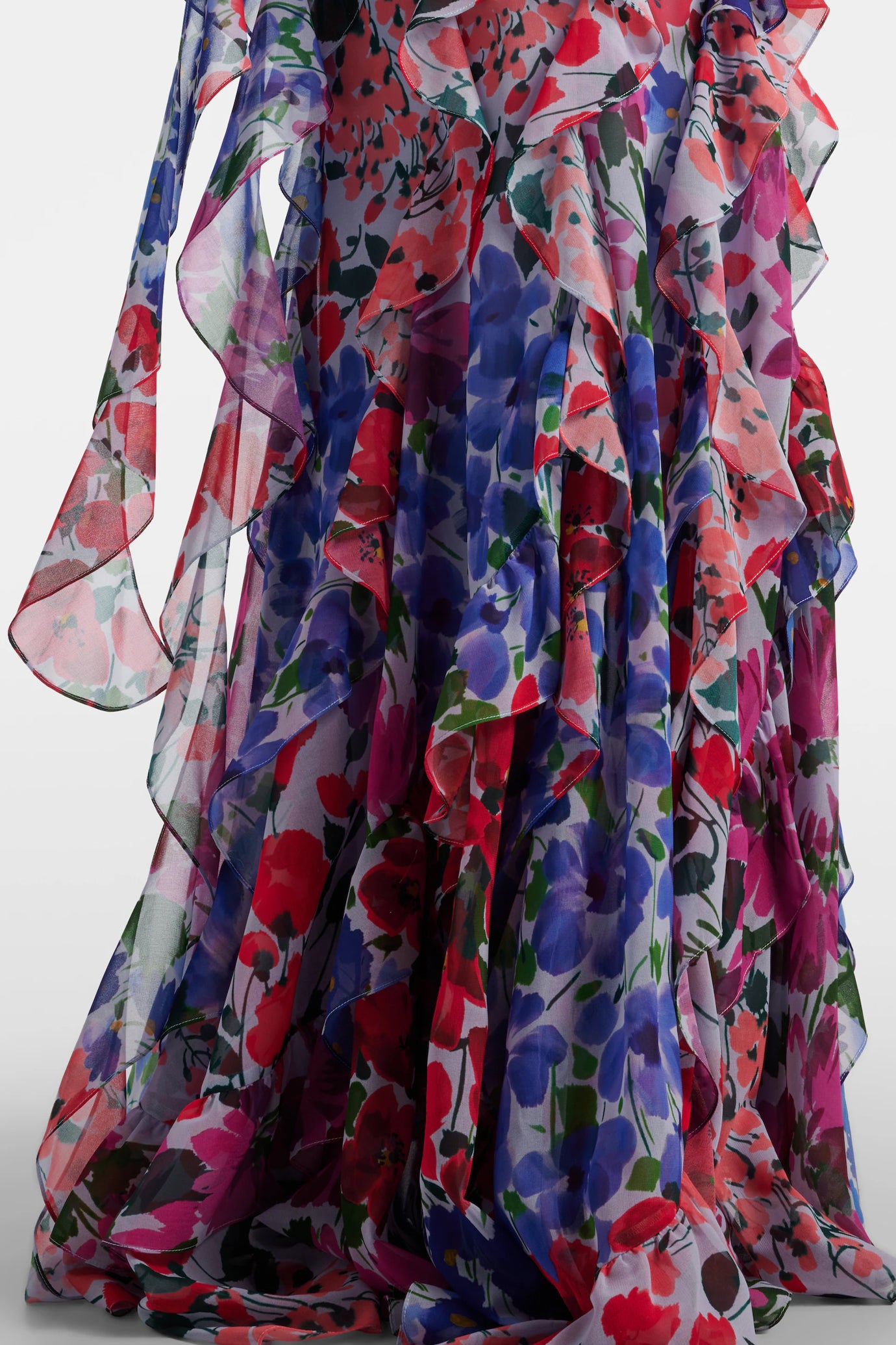 Jardin Print One Shoulder Gown