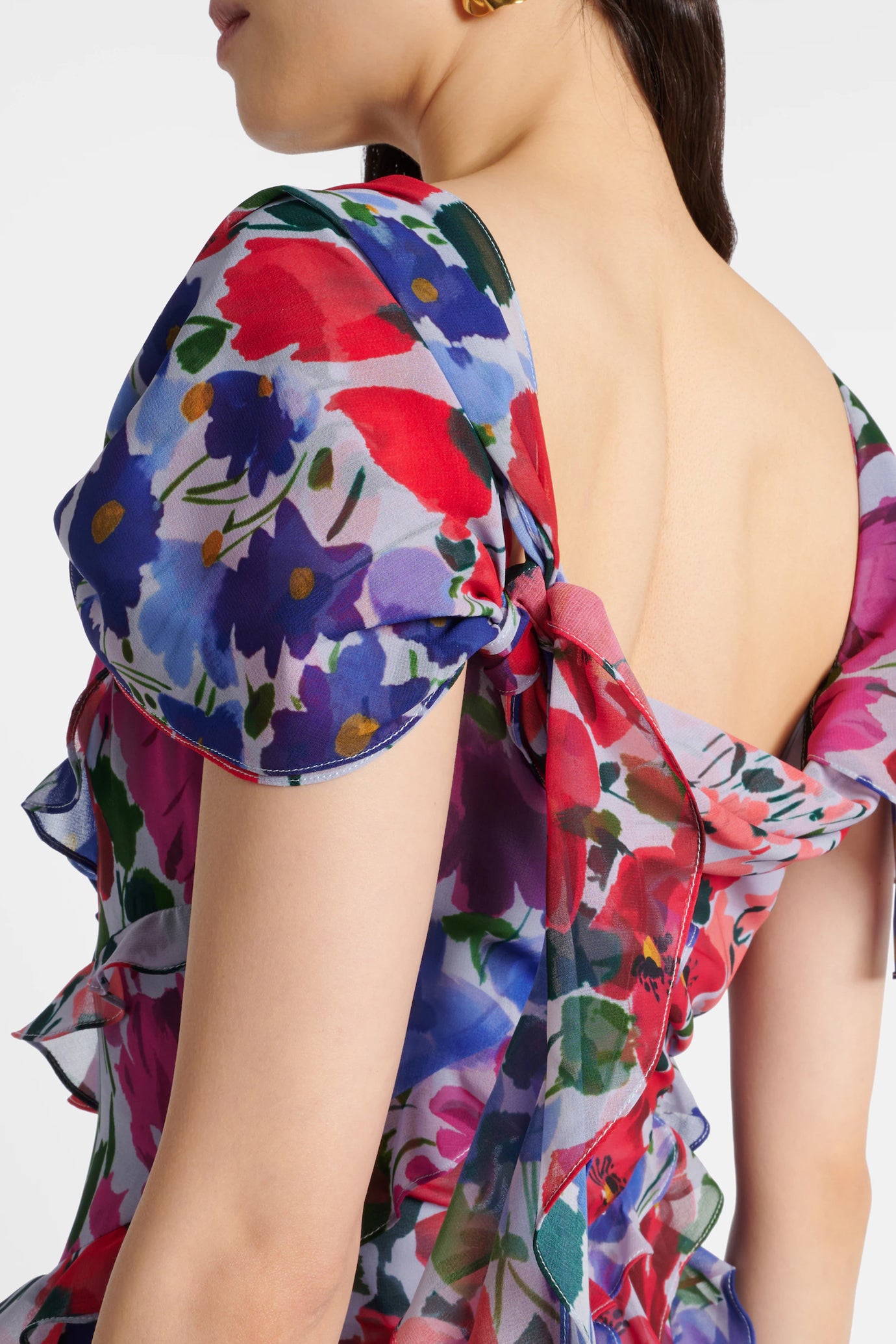 Jardin Print One Shoulder Gown