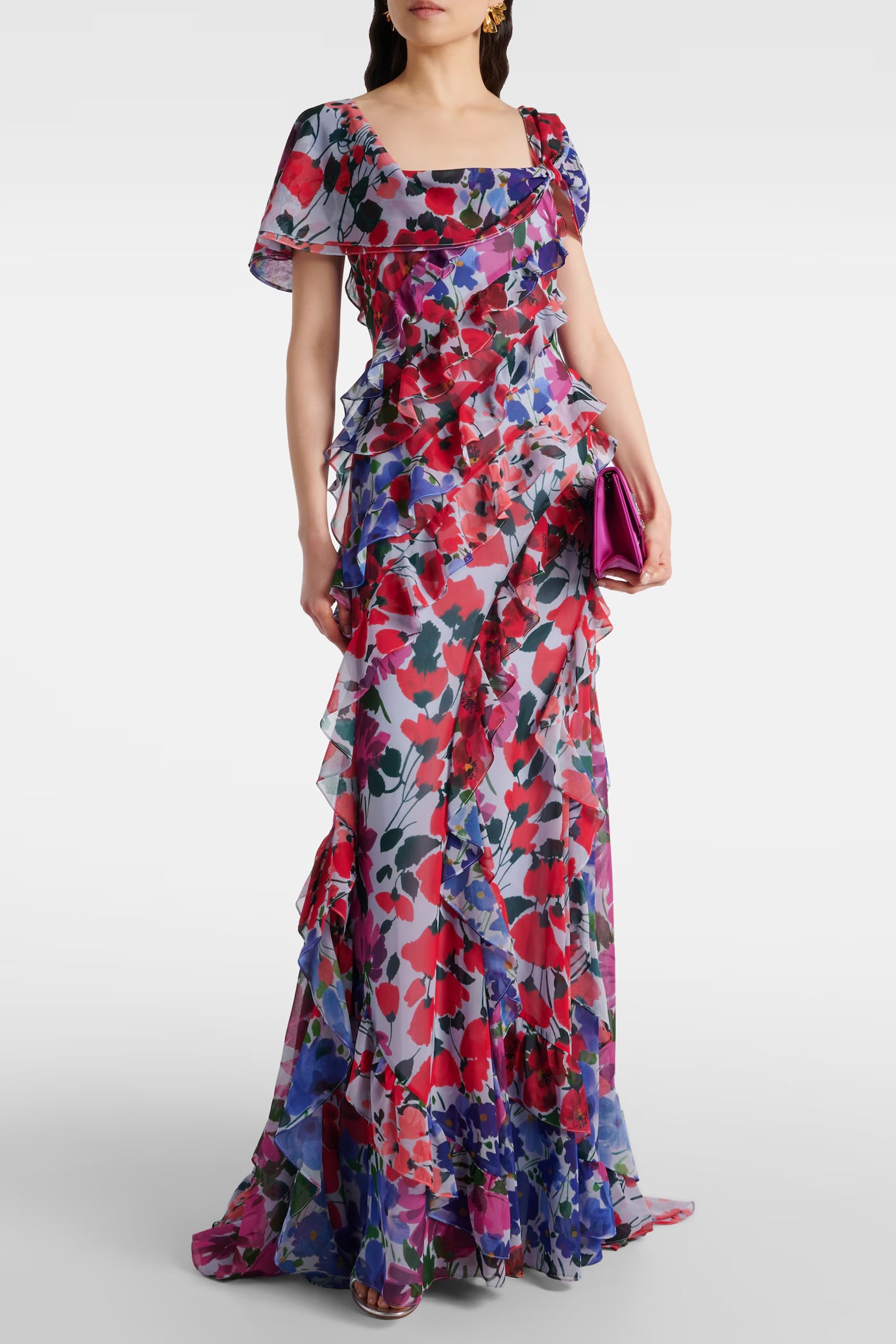 Jardin Print One Shoulder Gown