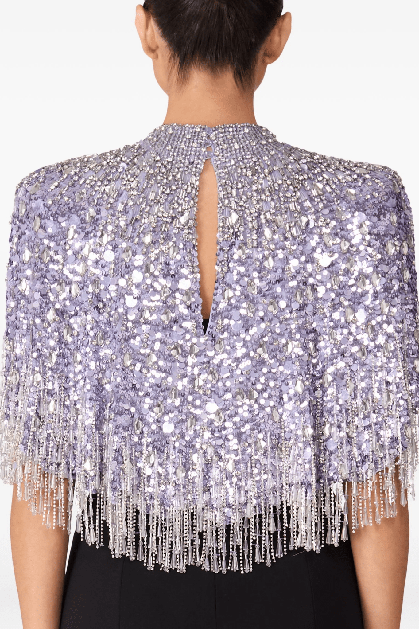 Chantelle Fringed Capelet - ALBOUSHIYA - district 5 - dubai - riyadh - abaya - dresses - designers - evening wear - luxury - elegance - craftsmanship - gowns - cocktail dresses - collections - georges