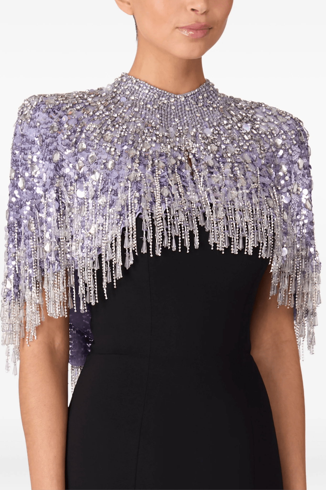 Chantelle Fringed Capelet - ALBOUSHIYA - district 5 - dubai - riyadh - abaya - dresses - designers - evening wear - luxury - elegance - craftsmanship - gowns - cocktail dresses - collections - georges