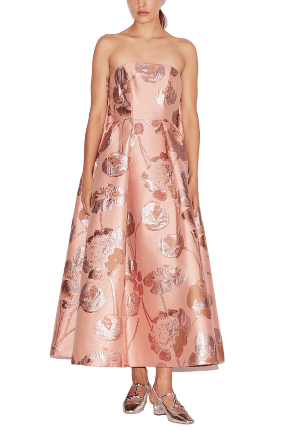 Cheryl Midi Dress Jaquard - ALBOUSHIYA - district 5 - dubai - riyadh - abaya - dresses - designers - evening wear - luxury - elegance - craftsmanship - gowns - cocktail dresses - collections - georges