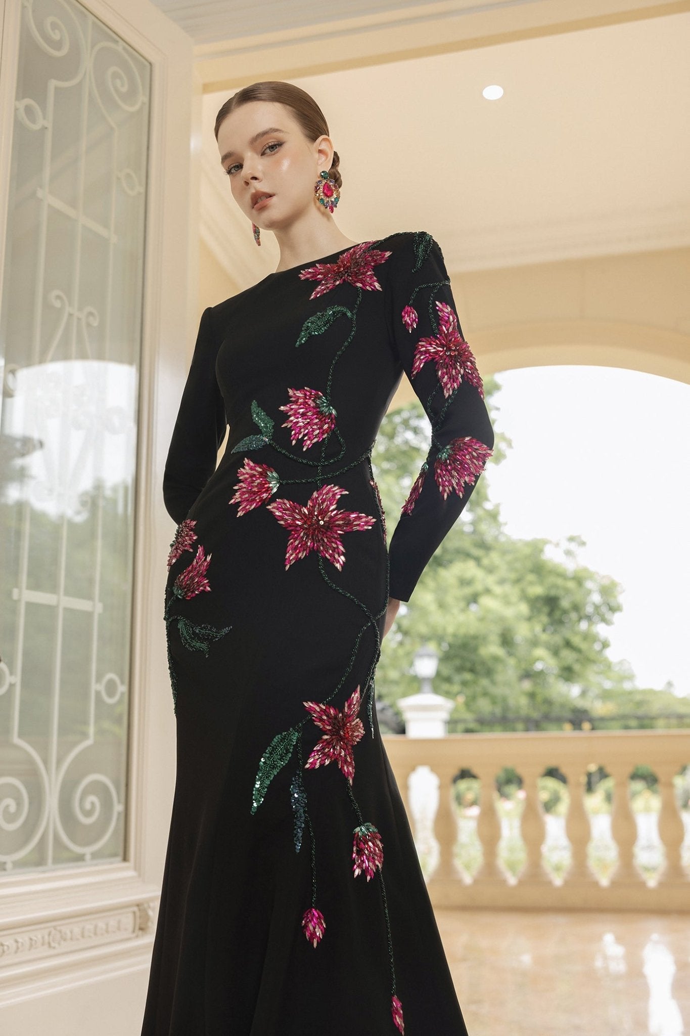 Claire Crepe Dress - ALBOUSHIYA - district 5 - dubai - riyadh - abaya - dresses - designers - evening wear - luxury - elegance - craftsmanship - gowns - cocktail dresses - collections - georges