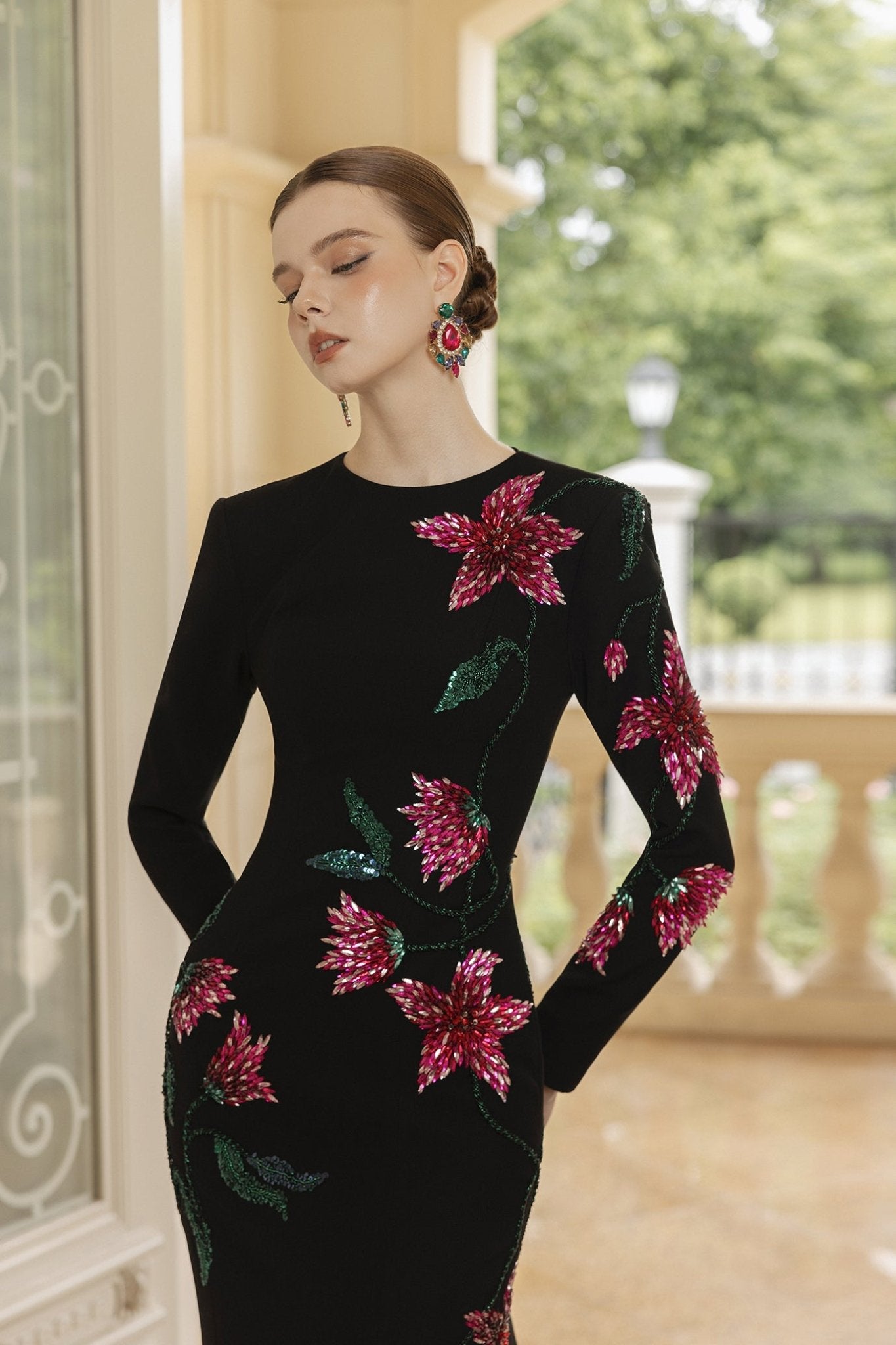 Claire Crepe Dress - ALBOUSHIYA - district 5 - dubai - riyadh - abaya - dresses - designers - evening wear - luxury - elegance - craftsmanship - gowns - cocktail dresses - collections - georges