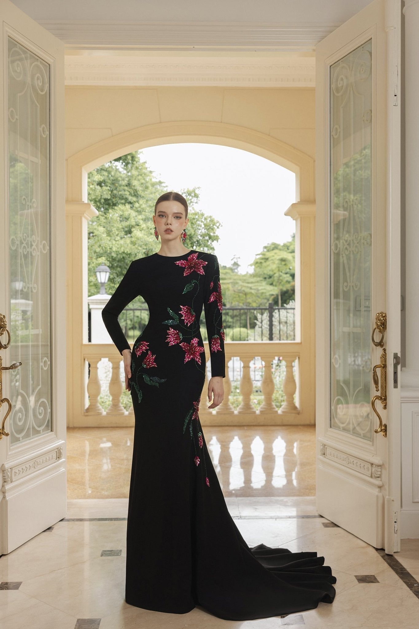 Claire Crepe Dress - ALBOUSHIYA - district 5 - dubai - riyadh - abaya - dresses - designers - evening wear - luxury - elegance - craftsmanship - gowns - cocktail dresses - collections - georges