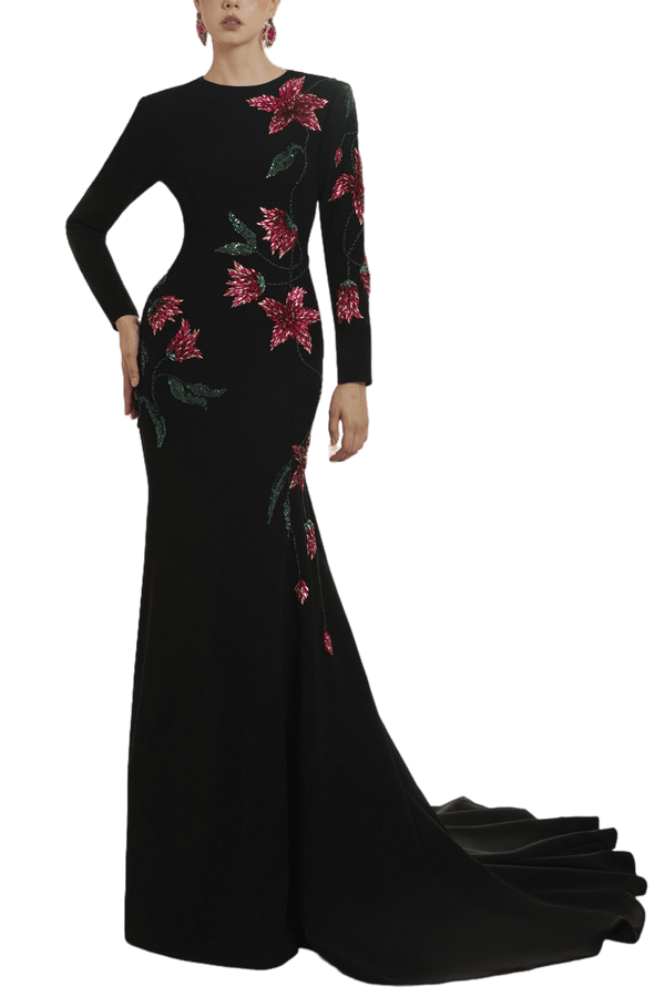 Claire Crepe Dress - ALBOUSHIYA - district 5 - dubai - riyadh - abaya - dresses - designers - evening wear - luxury - elegance - craftsmanship - gowns - cocktail dresses - collections - georges