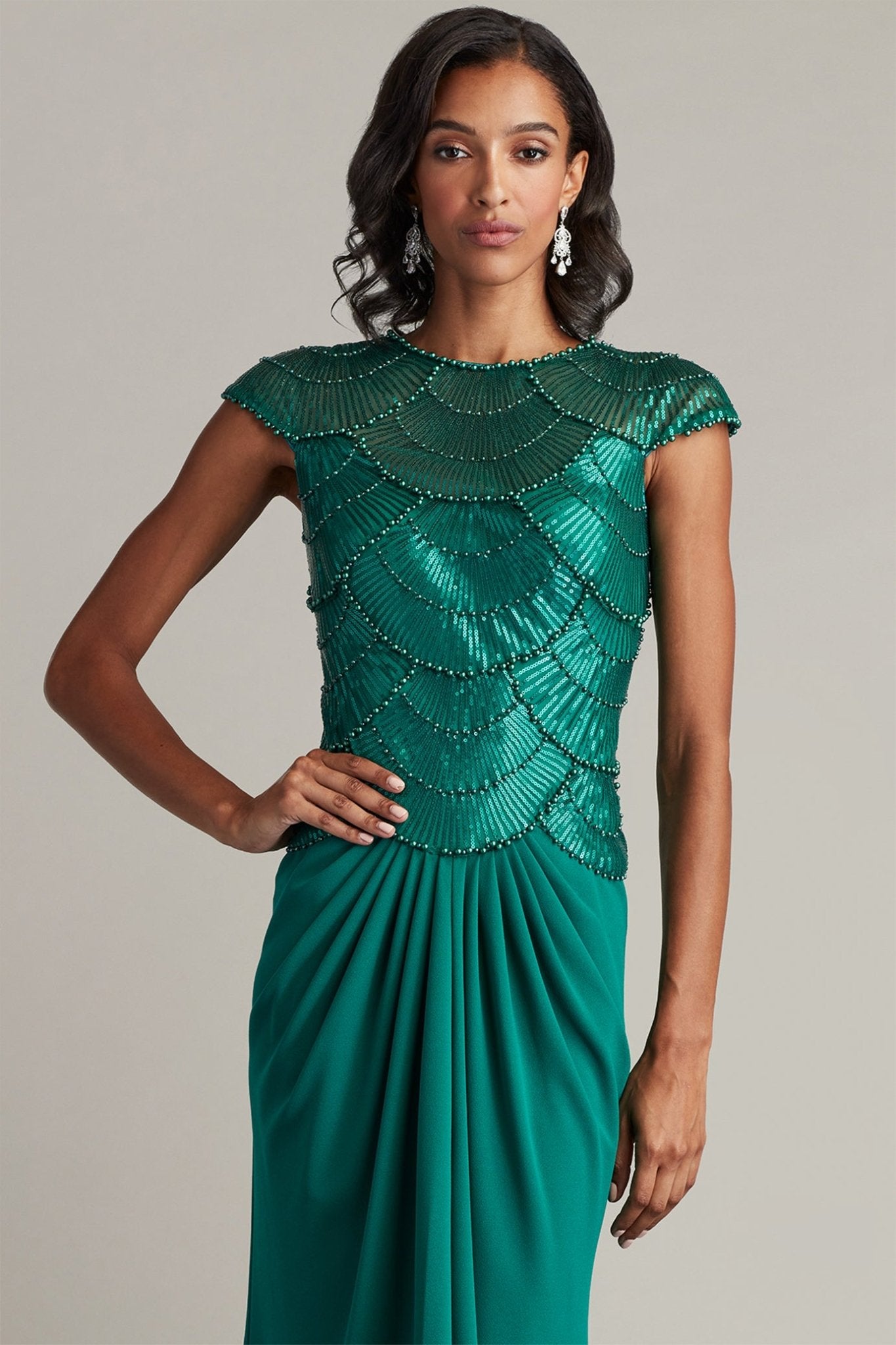 Coralia Beaded Crepe Gown - ALBOUSHIYA - district 5 - dubai - riyadh - abaya - dresses - designers - evening wear - luxury - elegance - craftsmanship - gowns - cocktail dresses - collections - georges