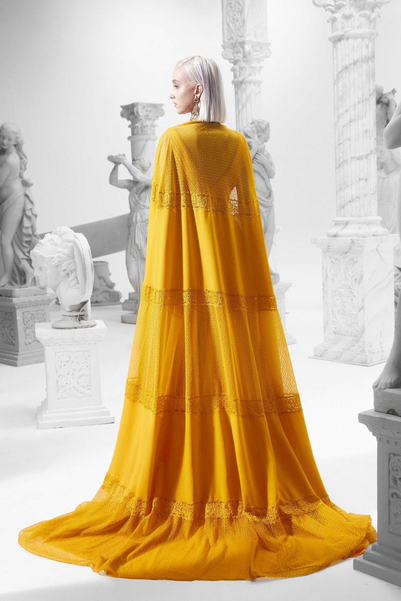 Cutout Embellished Cape Gown - ALBOUSHIYA - district 5 - dubai - riyadh - abaya - dresses - designers - evening wear - luxury - elegance - craftsmanship - gowns - cocktail dresses - collections - georges