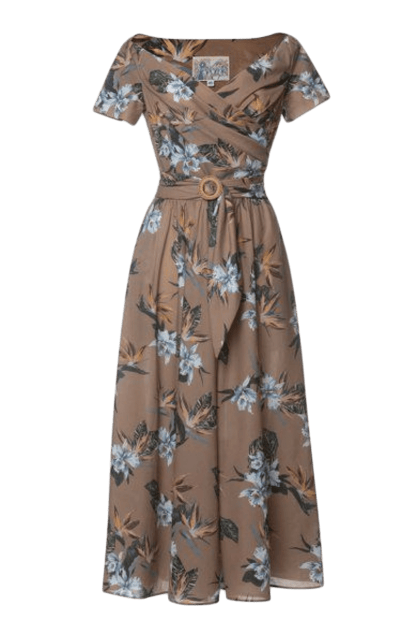 Dalila Belted Cotton Midi Dress - ALBOUSHIYA - district 5 - dubai - riyadh - abaya - dresses - designers - evening wear - luxury - elegance - craftsmanship - gowns - cocktail dresses - collections - georges