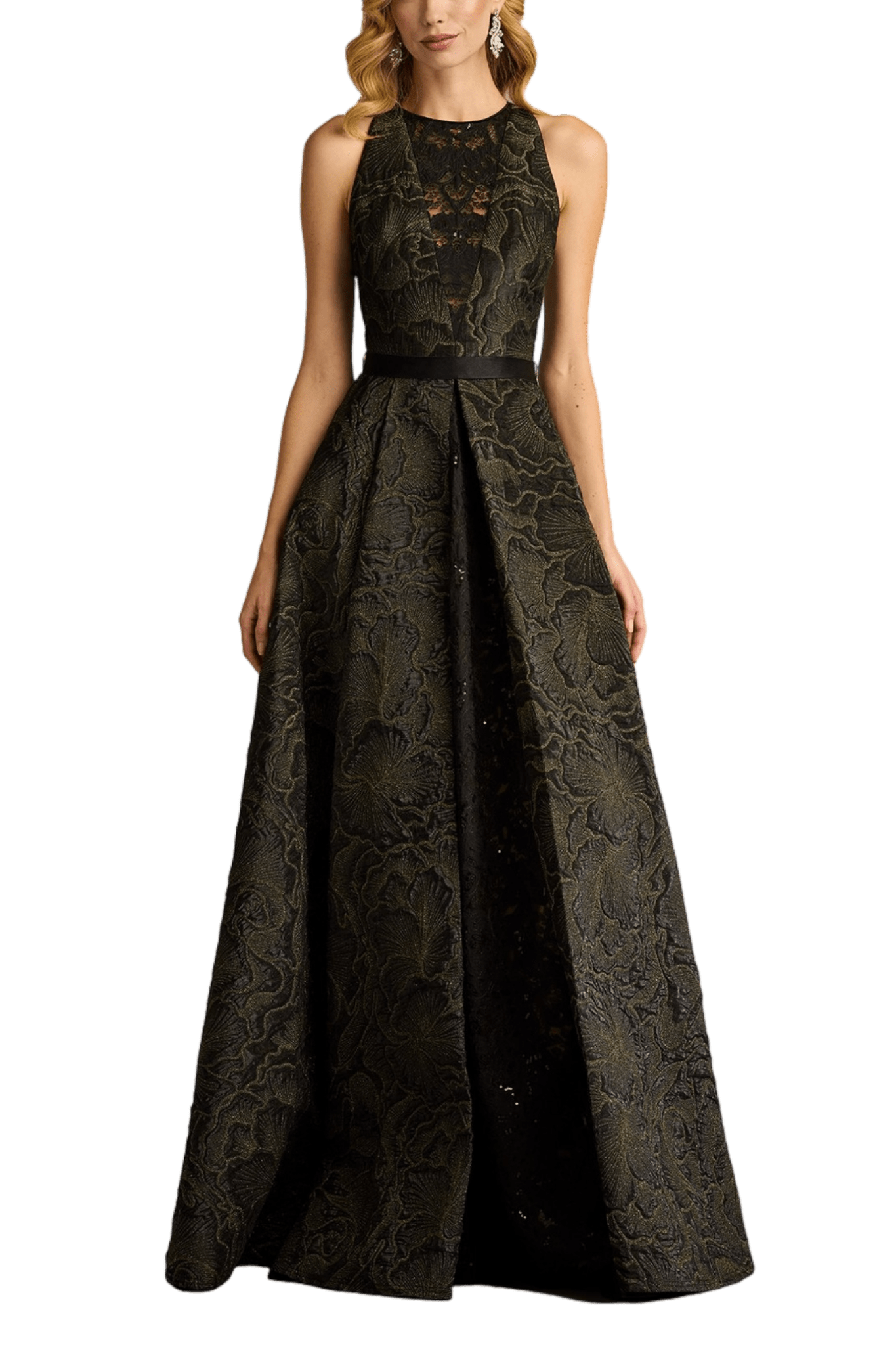 Darana Floral Jacquard Gown - ALBOUSHIYA - district 5 - dubai - riyadh - abaya - dresses - designers - evening wear - luxury - elegance - craftsmanship - gowns - cocktail dresses - collections - georges