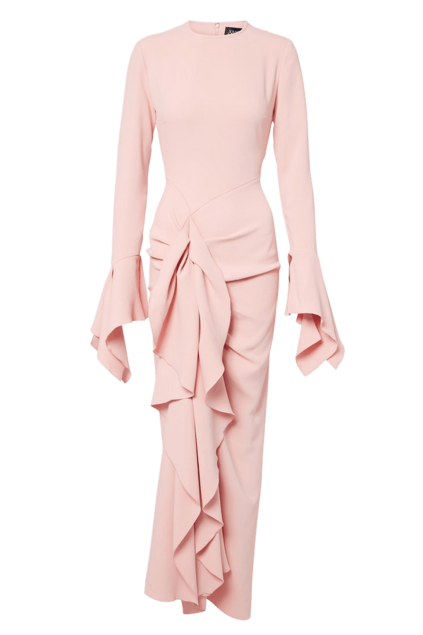 Della Draped Gown - ALBOUSHIYA - district 5 - dubai - riyadh - abaya - dresses - designers - evening wear - luxury - elegance - craftsmanship - gowns - cocktail dresses - collections - georges