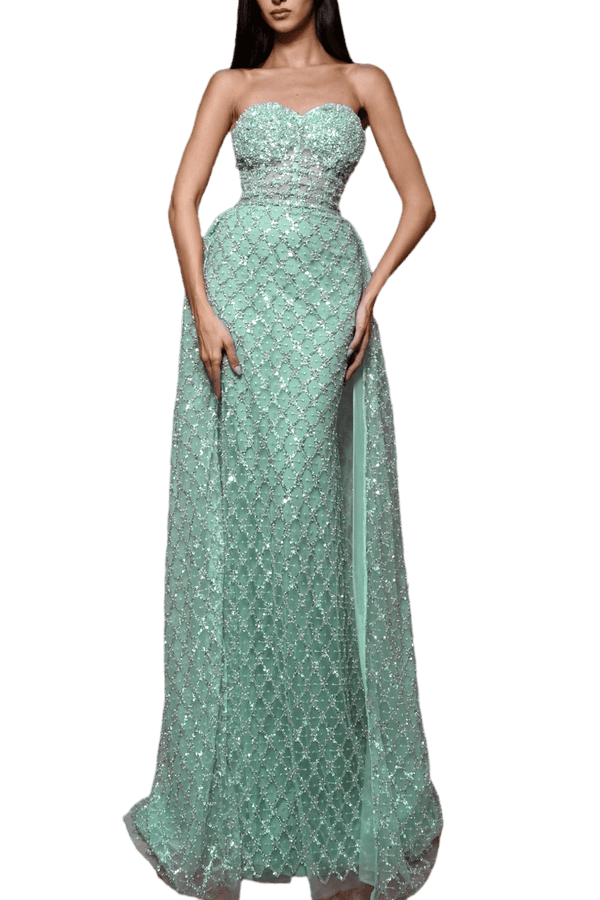 Diamond Strapless Gown - ALBOUSHIYA - district 5 - dubai - riyadh - abaya - dresses - designers - evening wear - luxury - elegance - craftsmanship - gowns - cocktail dresses - collections - georges