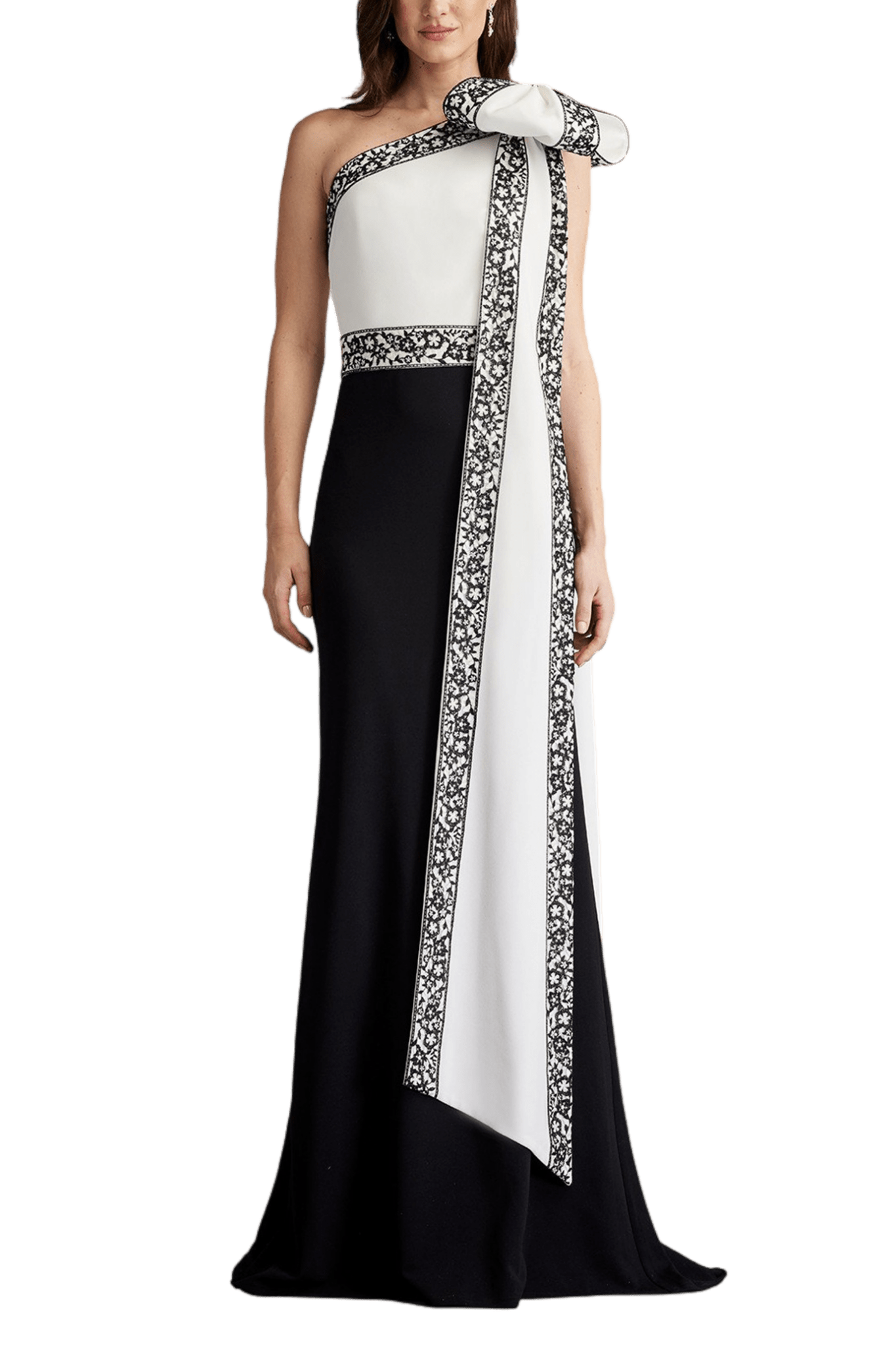 Domini Two - Tone Bow Shoulder Gown - ALBOUSHIYA - district 5 - dubai - riyadh - abaya - dresses - designers - evening wear - luxury - elegance - craftsmanship - gowns - cocktail dresses - collections - georges