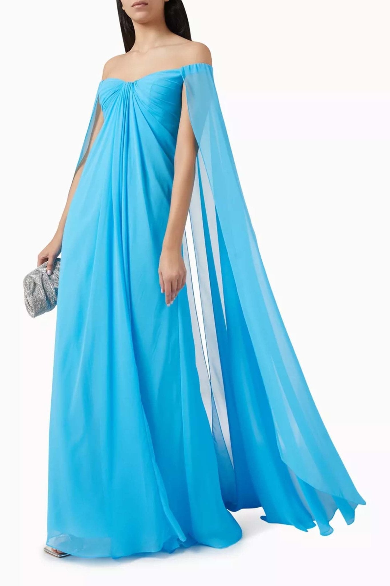 Draped Gown in Chiffon - ALBOUSHIYA - district 5 - dubai - riyadh - abaya - dresses - designers - evening wear - luxury - elegance - craftsmanship - gowns - cocktail dresses - collections - georges