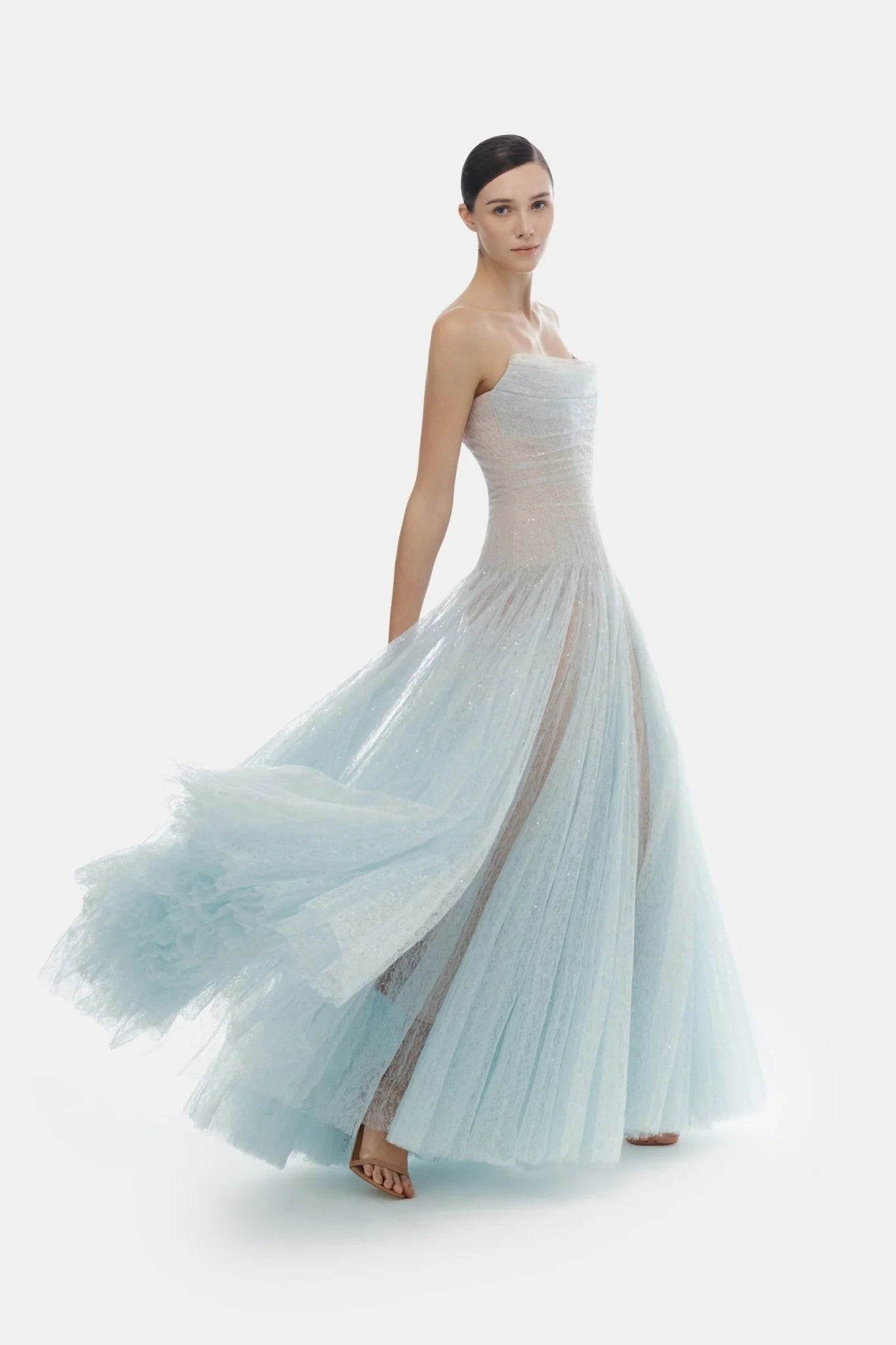 Draped Lace Maxi Dress - ALBOUSHIYA - district 5 - dubai - riyadh - abaya - dresses - designers - evening wear - luxury - elegance - craftsmanship - gowns - cocktail dresses - collections - georges