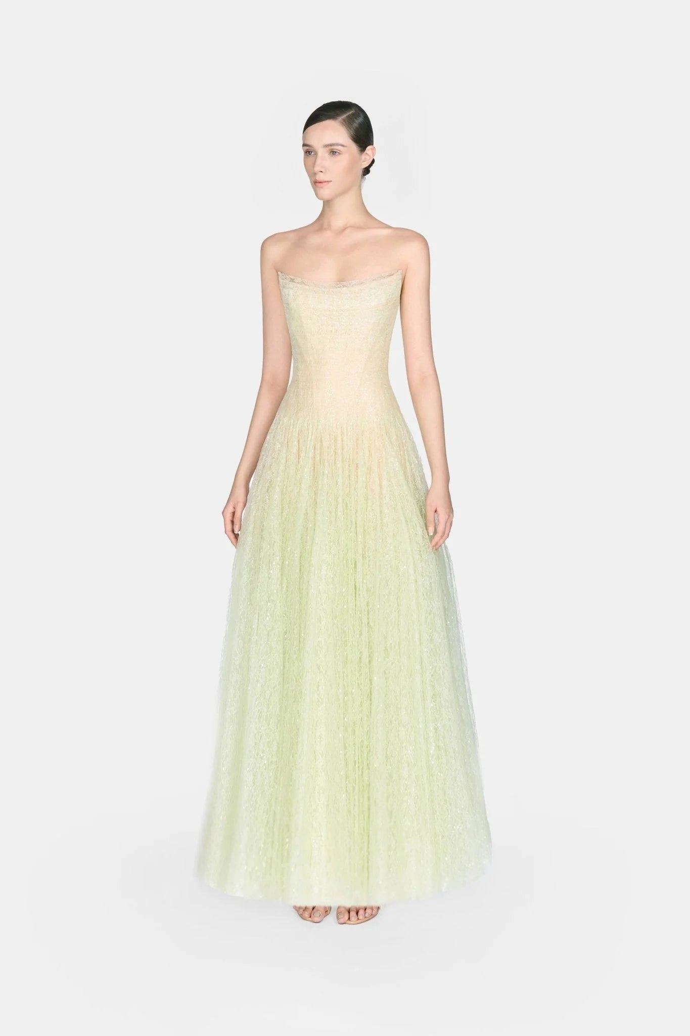 Draped Lace Maxi Dress - ALBOUSHIYA - district 5 - dubai - riyadh - abaya - dresses - designers - evening wear - luxury - elegance - craftsmanship - gowns - cocktail dresses - collections - georges
