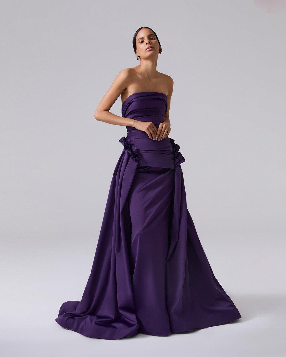 Draped Strapless Column Gown ‌ - ALBOUSHIYA - district 5 - dubai - riyadh - abaya - dresses - designers - evening wear - luxury - elegance - craftsmanship - gowns - cocktail dresses - collections - georges