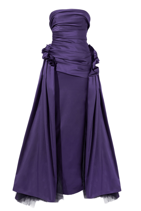 Draped Strapless Column Gown ‌ - ALBOUSHIYA - district 5 - dubai - riyadh - abaya - dresses - designers - evening wear - luxury - elegance - craftsmanship - gowns - cocktail dresses - collections - georges