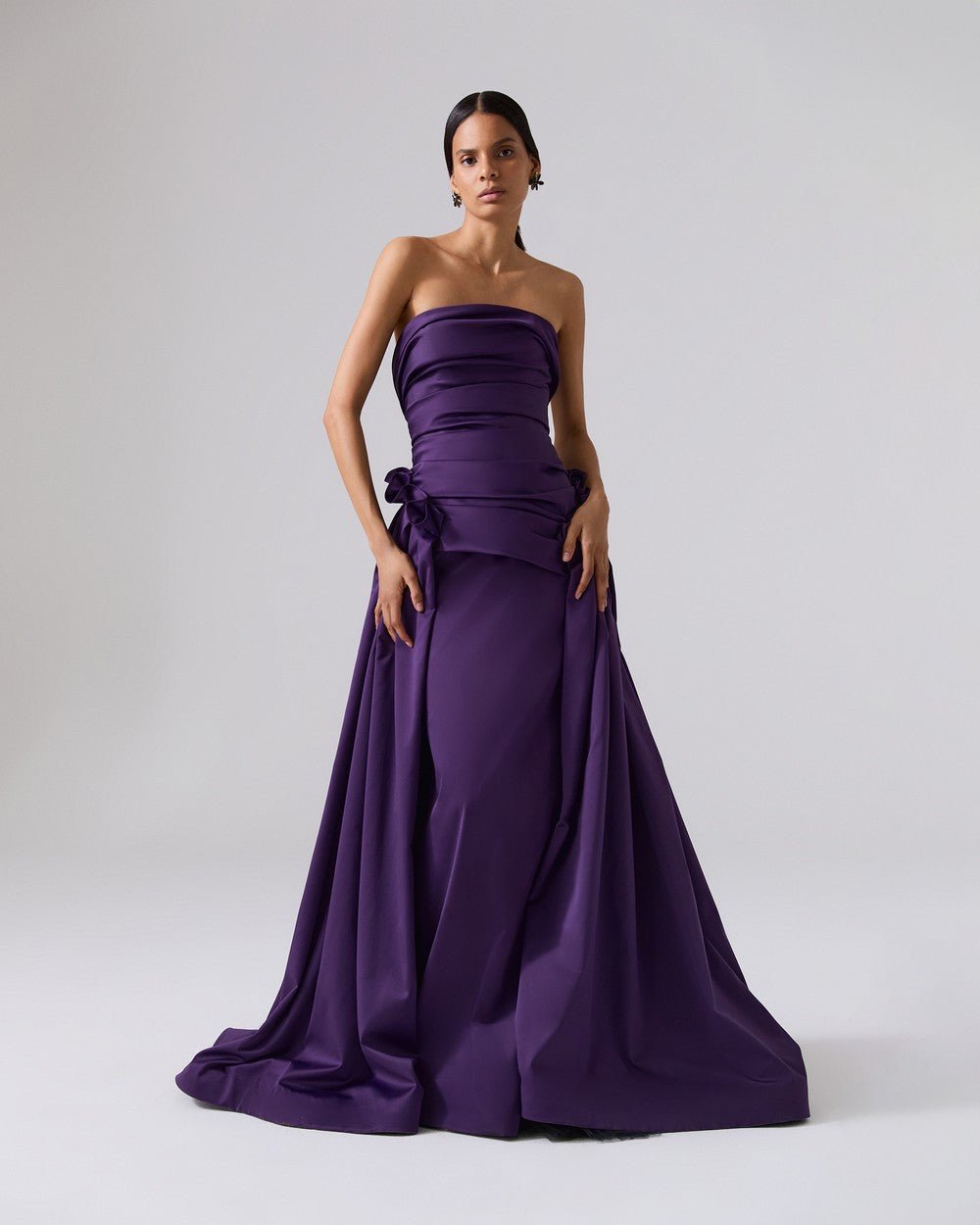 Draped Strapless Column Gown ‌ - ALBOUSHIYA - district 5 - dubai - riyadh - abaya - dresses - designers - evening wear - luxury - elegance - craftsmanship - gowns - cocktail dresses - collections - georges