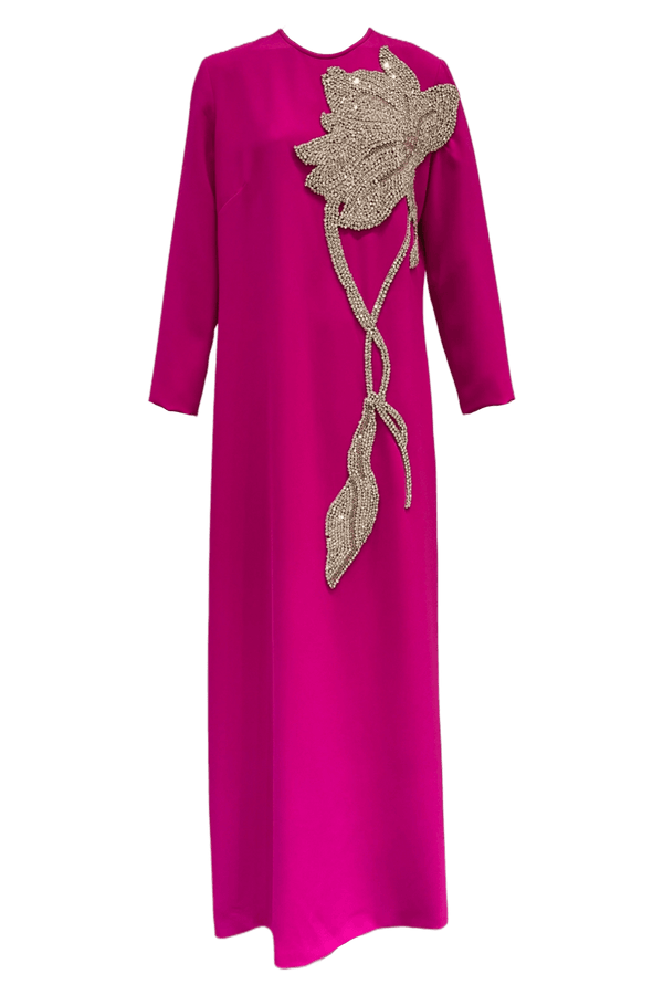 Elea Crepe Crystal Gown - ALBOUSHIYA - district 5 - dubai - riyadh - abaya - dresses - designers - evening wear - luxury - elegance - craftsmanship - gowns - cocktail dresses - collections - georges