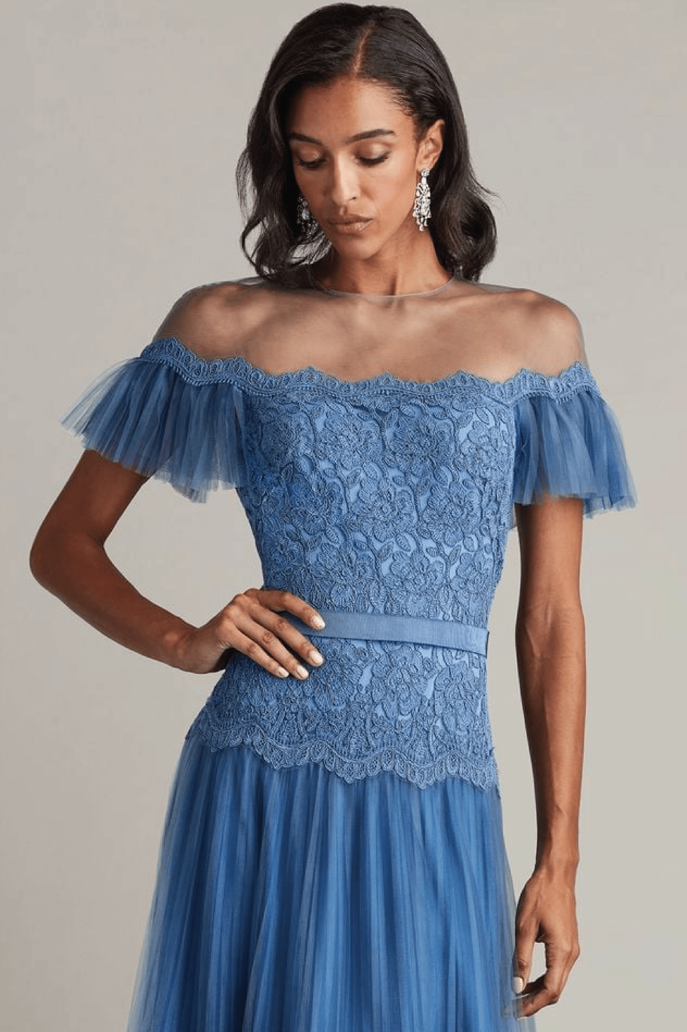 Elise Embroidered Pleated Tulle Midi Dress - ALBOUSHIYA - district 5 - dubai - riyadh - abaya - dresses - designers - evening wear - luxury - elegance - craftsmanship - gowns - cocktail dresses - collections - georges